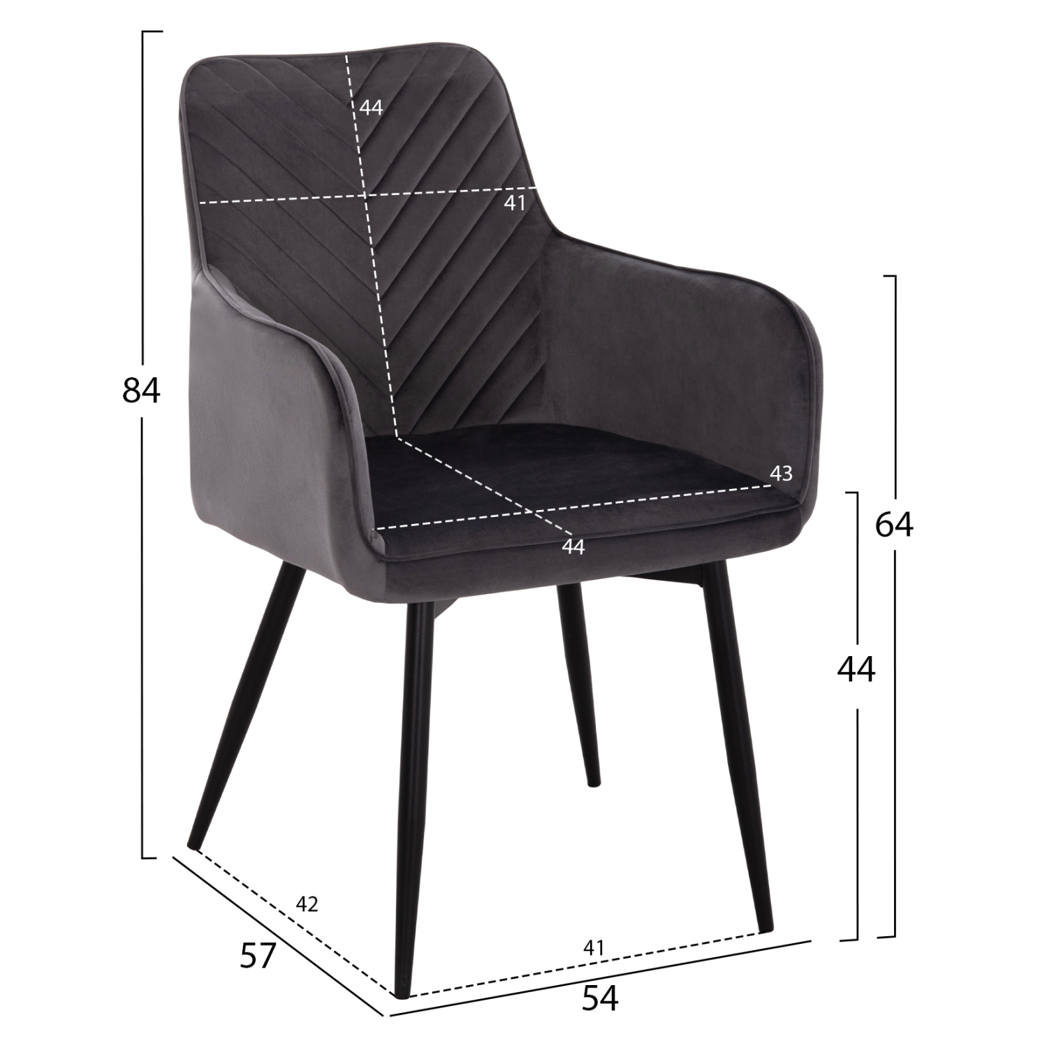 ΠΟΛΥΘΡΟΝΑ LATRELL ΓΚΡΙ ΒΕΛΟΥΔΟ & ΜΑΥΡΑ ΜΕΤΑΛΛΙΚΑ ΠΟΔΙΑ 54x57x84Yεκ. 2