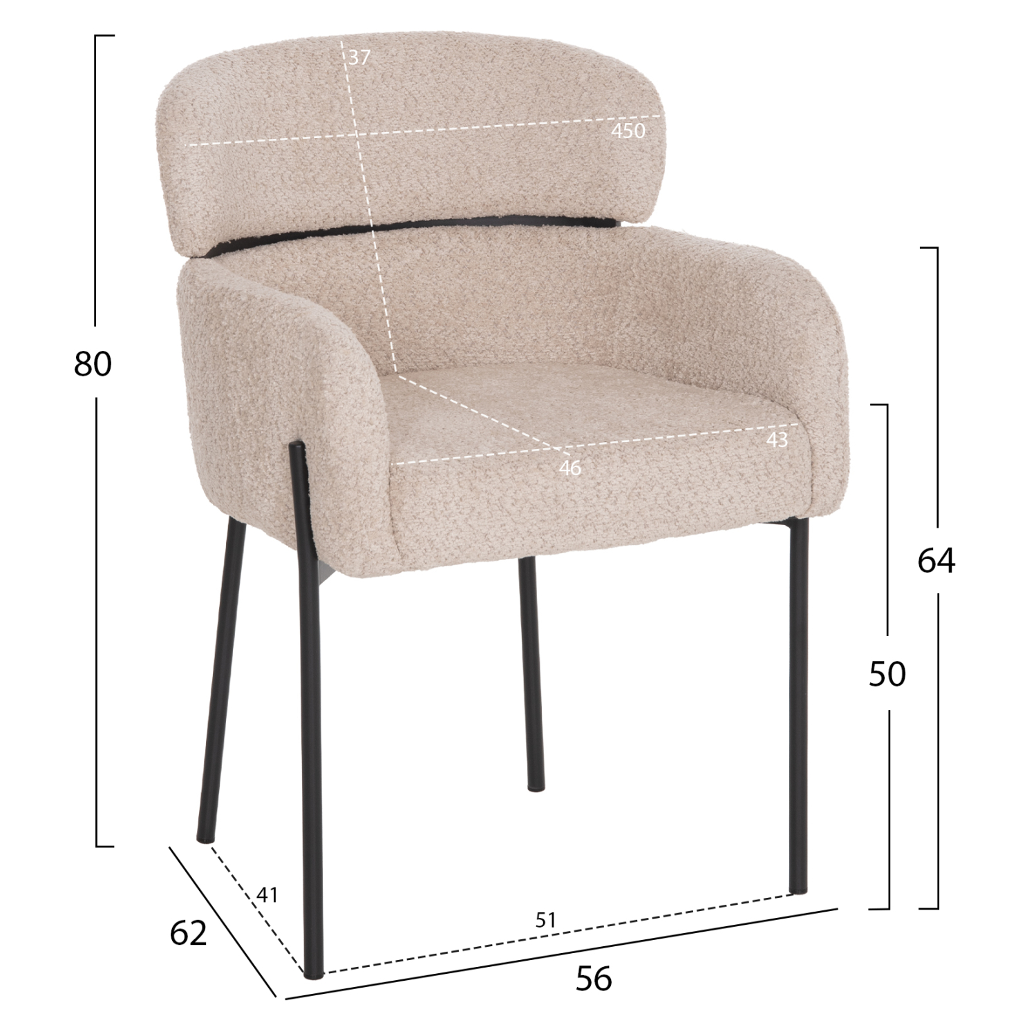 ΠΟΛΥΘΡΟΝΑ WOLF ΕΚΡΟΥ ΥΦΑΣΜΑ ΜΠΟΥΚΛΕ ΜΕ ΜΕΤΑΛΛΙΚΑ ΠΟΔΙΑ 58x58x80Yεκ. 2