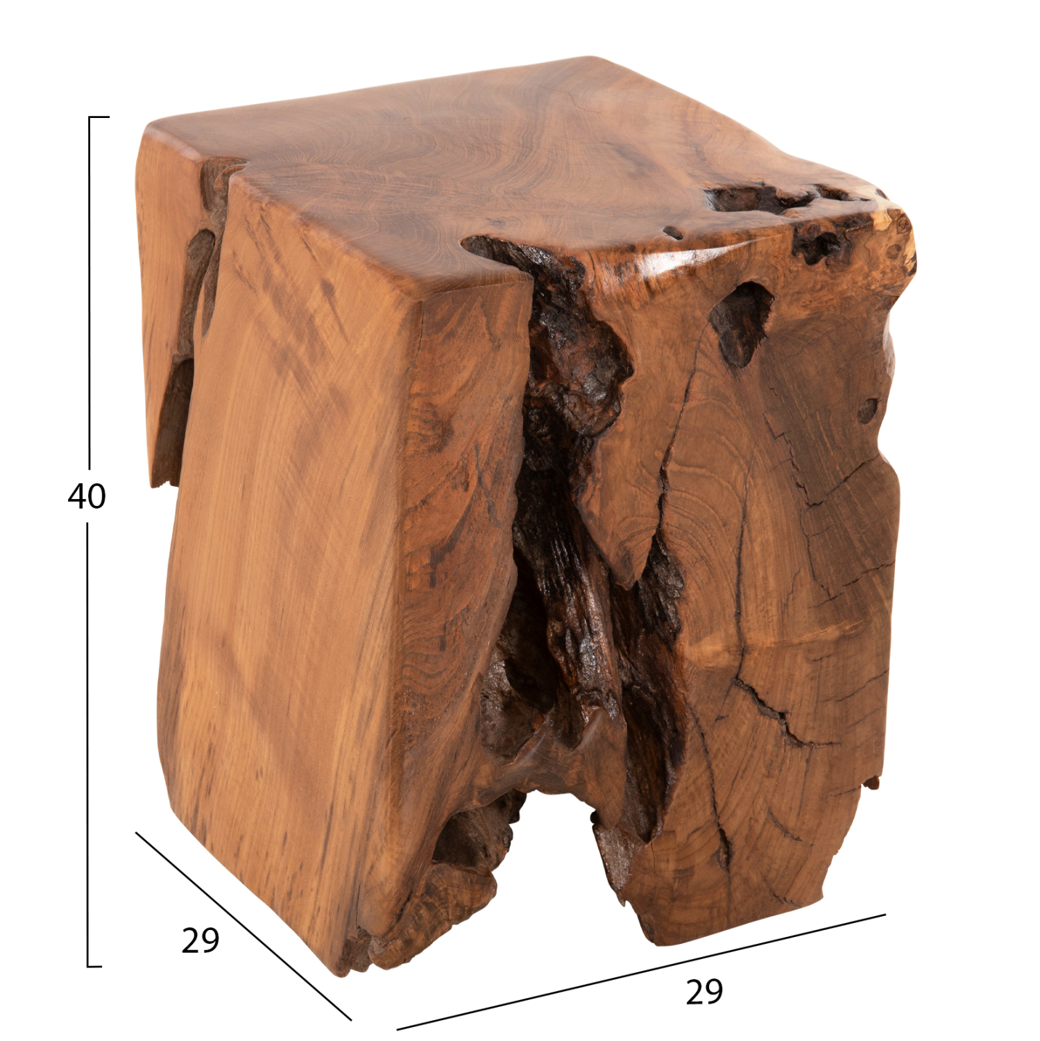 ΣΚΑΜΠΟ ΧΑΜΗΛΟΥ ΥΨΟΥΣ KUMO ΜΑΣΙΦ ΞΥΛΟ TΕΑK ΦΥΣΙΚΟ 30X30X40Υεκ. 2