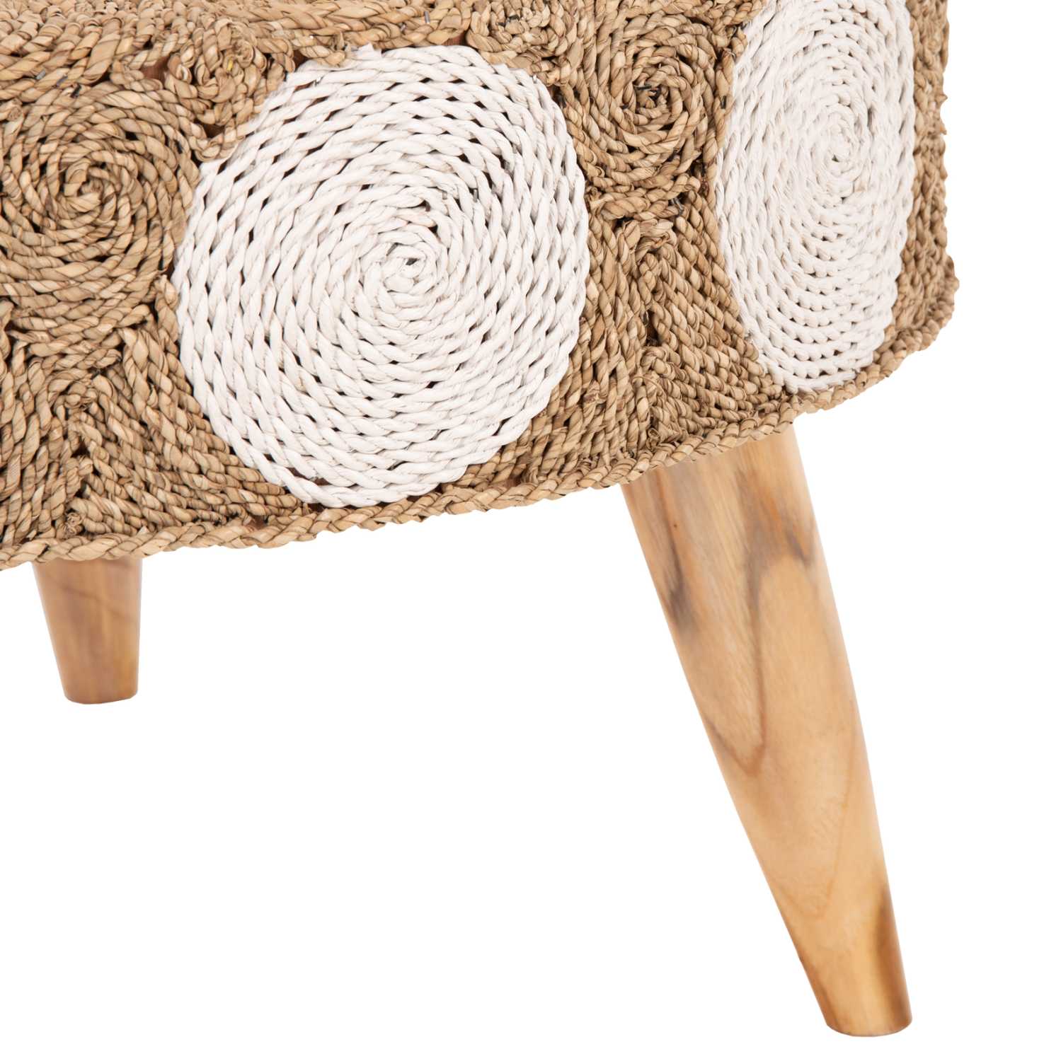 ΤΡΑΠΕΖΙ ΣΑΛΟΝΙΟΥ ΞΥΛΟ ΤΕΑΚ ΚΑΙ SEAGRASS ΣΕ ΦΥΣΙΚΟ & ΛΕΥΚΟ Φ81x45Υεκ. 4