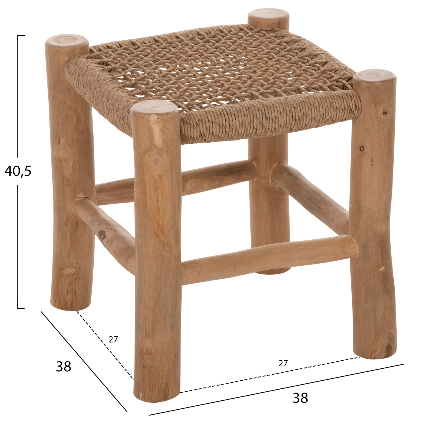 ΣΚΑΜΠΟ LONDER ΞΥΛΟ ΤΕΑΚ ΚΑΙ ΣΥΝΘΕΤΙΚΟ RATTAN ΣΕ ΦΥΣΙΚΟ 38x38x40,5Υεκ. 2