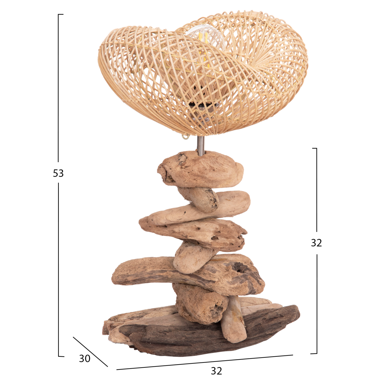 ΕΠΙΤΡΑΠΕΖΙΟ ΔΙΑΚΟΣΜΗΤΙΚΟ ΦΩΤΙΣΤΙΚΟ IVAR DRIFTWOOD & RATTAN 32x30x53Υεκ. 2