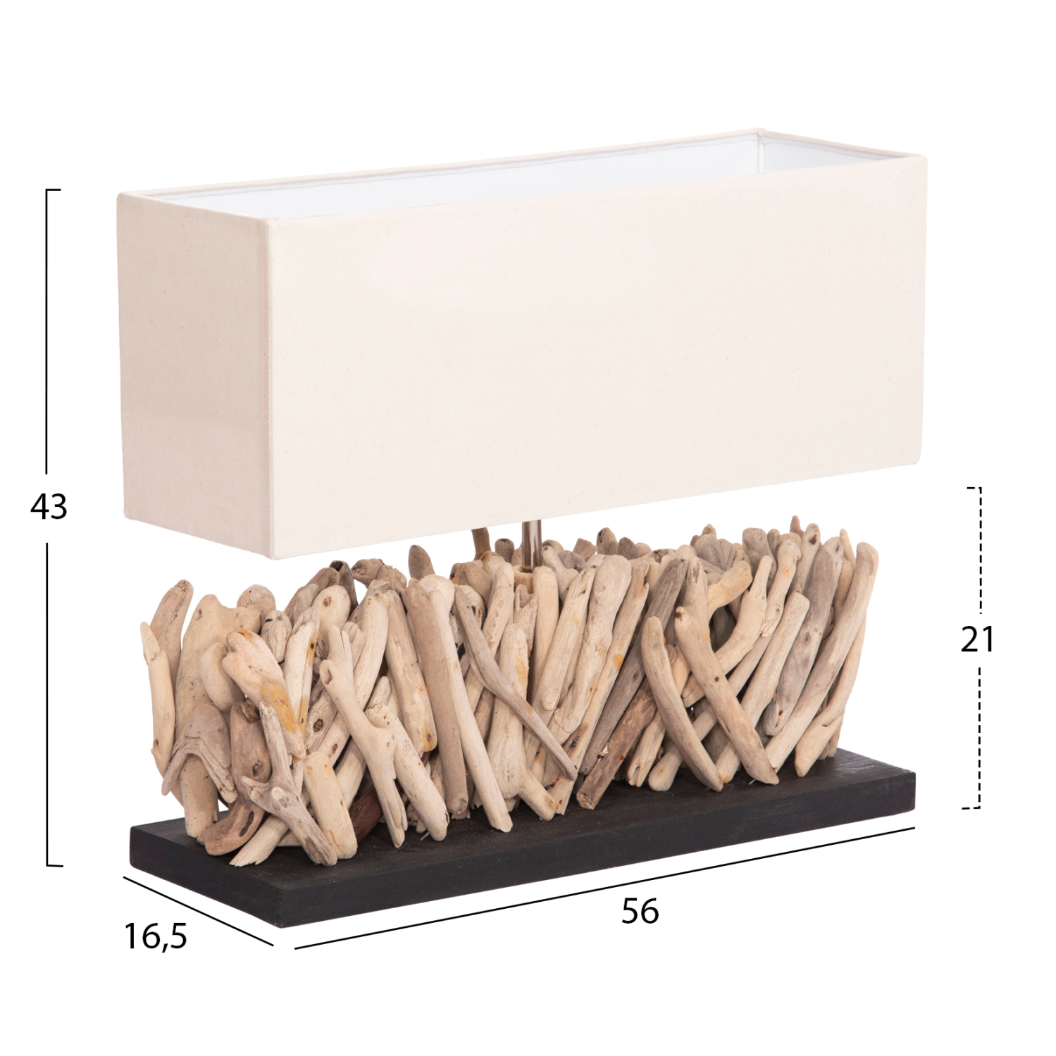 ΕΠΙΤΡΑΠΕΖΙΟ ΟΡΘΟΓΩΝΙΟ ΦΩΤΙΣΤΙΚΟ TWIGGY DRIFTWOOD & ΛΕΥΚΟ ΚΑΠΕΛΟ 56x16.5x43Υεκ. 2