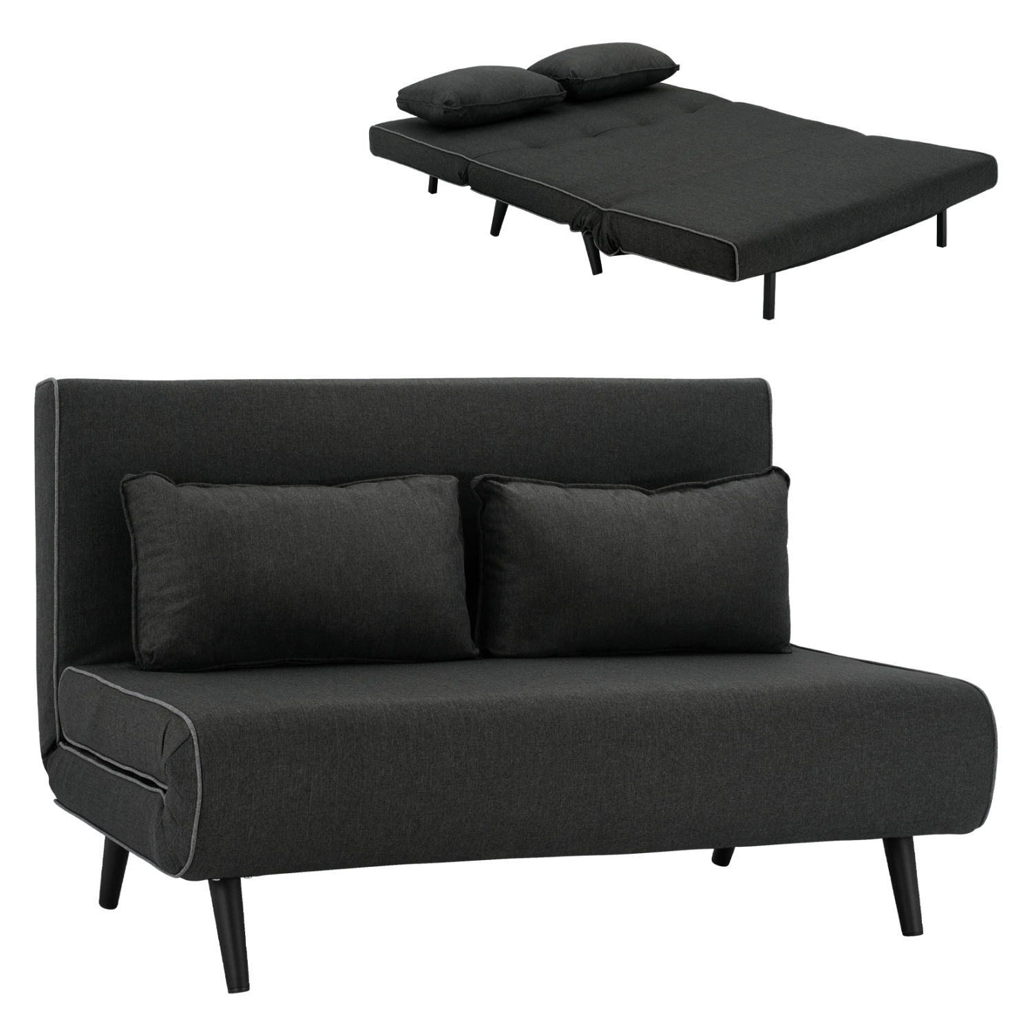 ΚΑΝΑΠΕΣ ΚΡΕΒΑΤΙ 2 ΑΤΟΜΩΝ ASMA ΣΚΟΥΡΟ ΓΚΡΙ ΥΦΑΣΜΑ 140x80x77Yεκ. 1