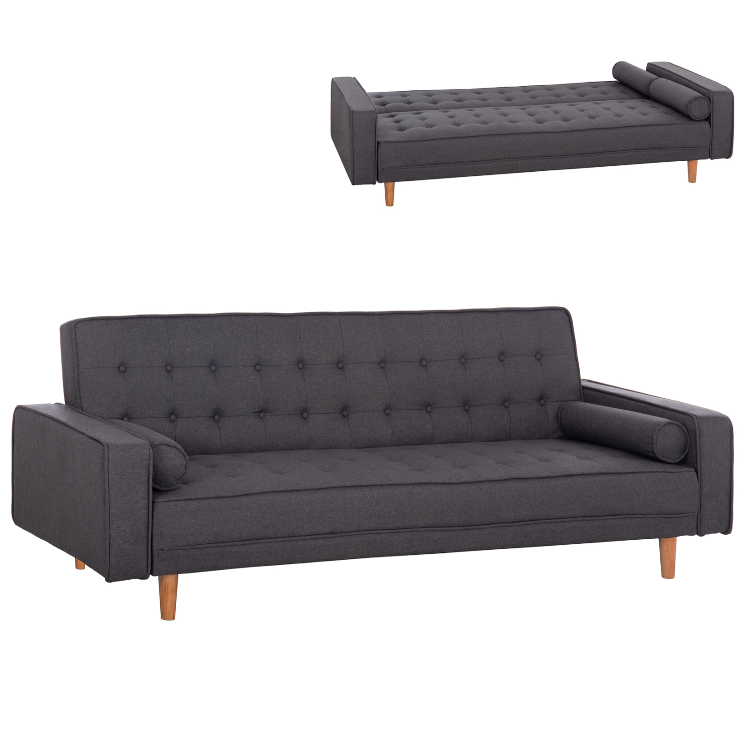 ΚΑΝΑΠΕΣ ΚΡΕΒΑΤΙ SALVADOR ΓΚΡΙ ΜΕ 2 ΠΛΑΙΝΑ ΜΑΞΙΛΑΡΙΑ 222x97x80Y εκ. 1