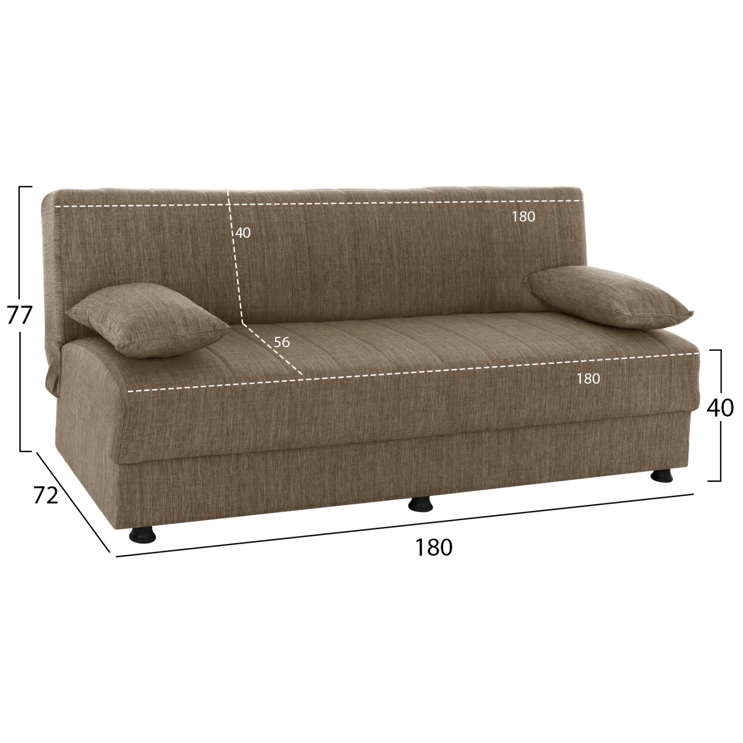 ΚΑΝΑΠΕΣ ΚΡΕΒΑΤΙ ANDRI ΤΡΙΘΕΣΙΟΣ ΚΑΦΕ 180x72x77Υ εκ. 2