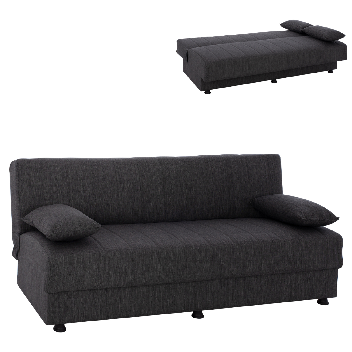 ΚΑΝΑΠΕΣ ΚΡΕΒΑΤΙ ΤΡΙΘΕΣΙΟΣ ΓΚΡΙ 180x72x77 εκ. 1