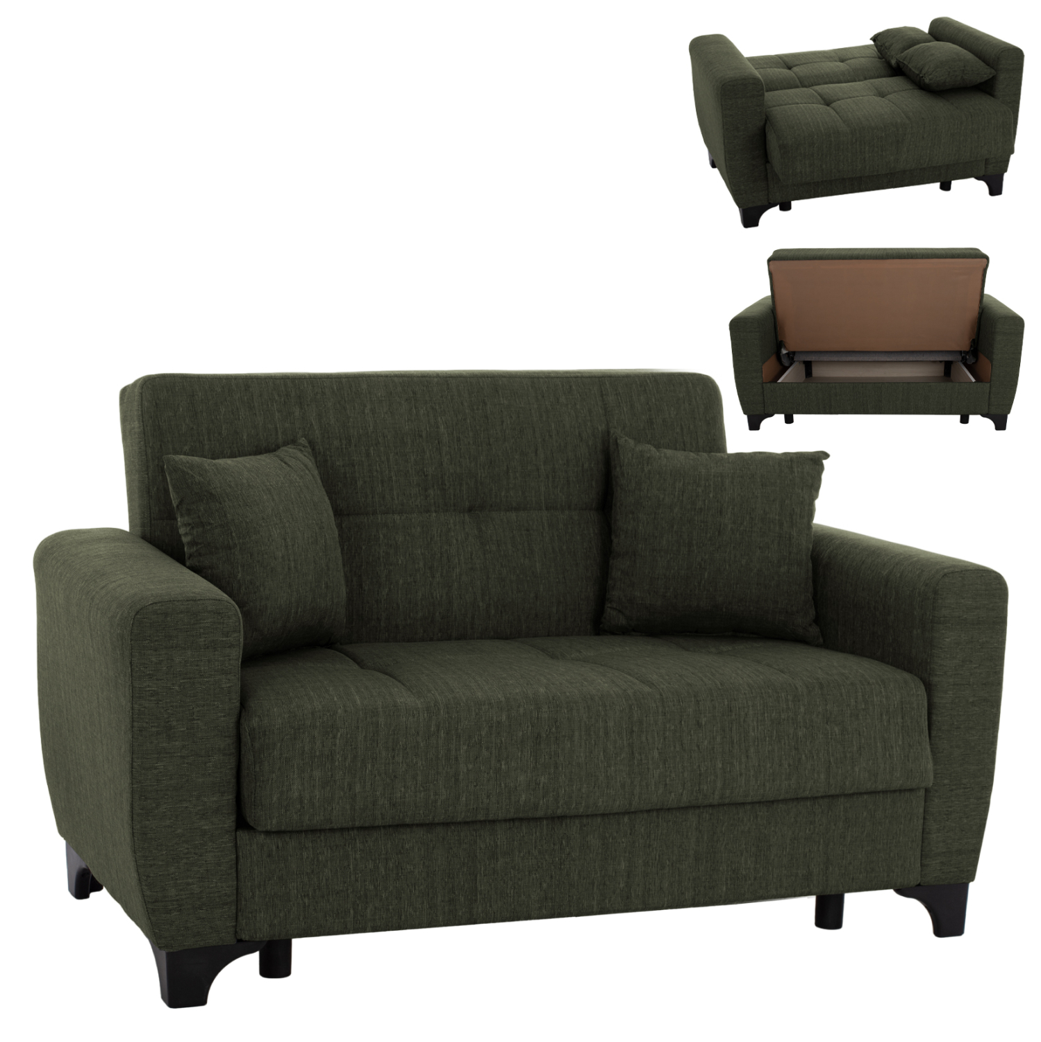 ΚΑΝΑΠΕΣ ΚΡΕΒΑΤΙ HEMA ΔΙΘΕΣΙΟΣ ΨΗΛΗ ΠΛΑΤΗ DARK OLIVE 160x84x88 εκ. 1