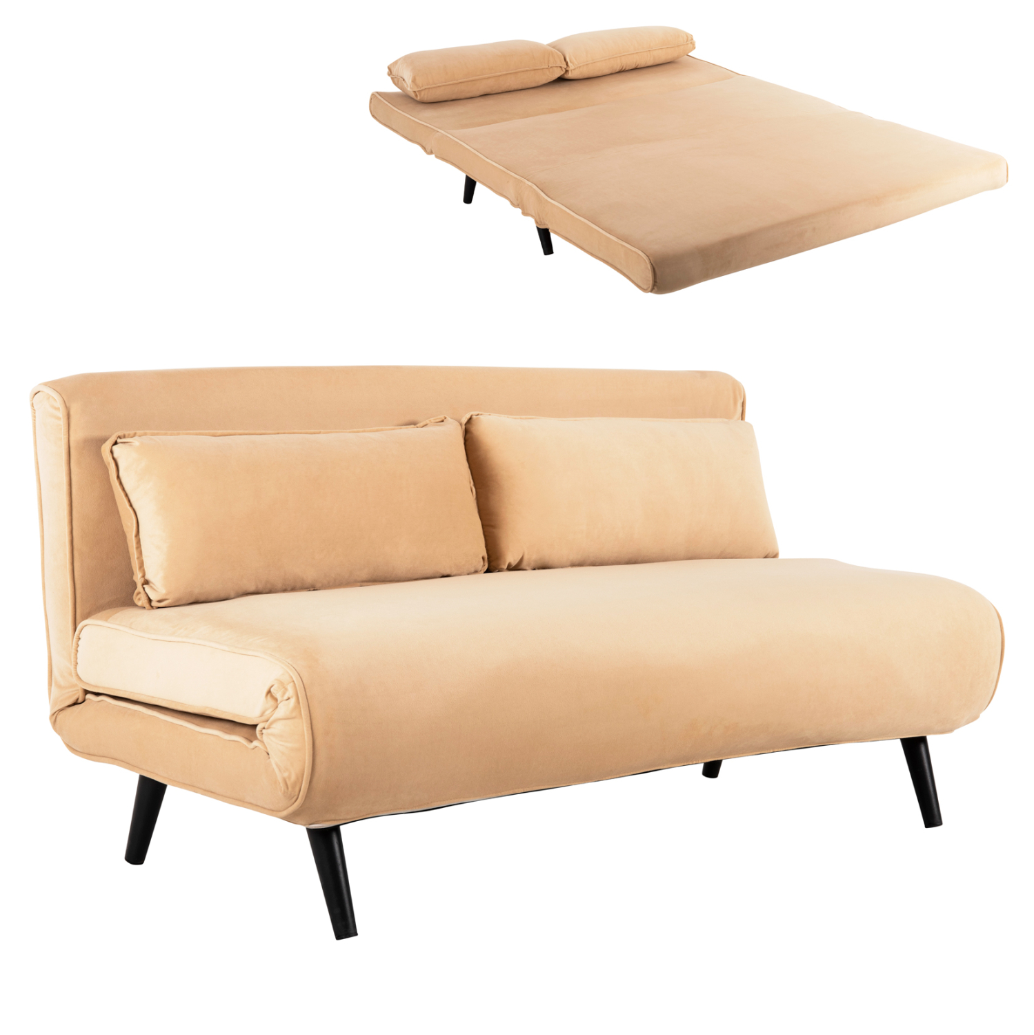 ΚΑΝΑΠΕΣ ΚΡΕΒΑΤΙ 2 ΑΤΟΜΩΝ ASMA ΜΕ ΒΕΛΟΥΔΟ ΜΠΕΖ 140x80x77Yεκ. 1