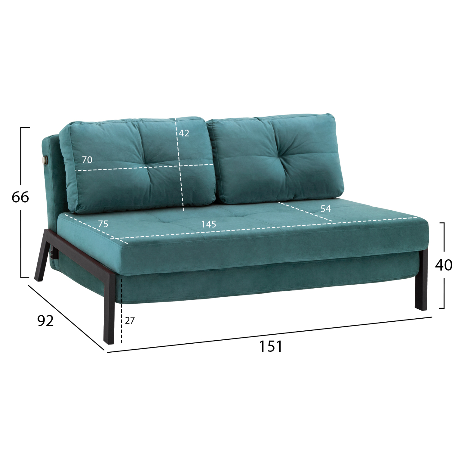 ΚΑΝΑΠΕΣ ΚΡΕΒΑΤΙ CONSTANCE ΒΕΛΟΥΔΟ MENTA 2½ ΘΕΣΙΟΣ 151x92x66Υεκ. 2