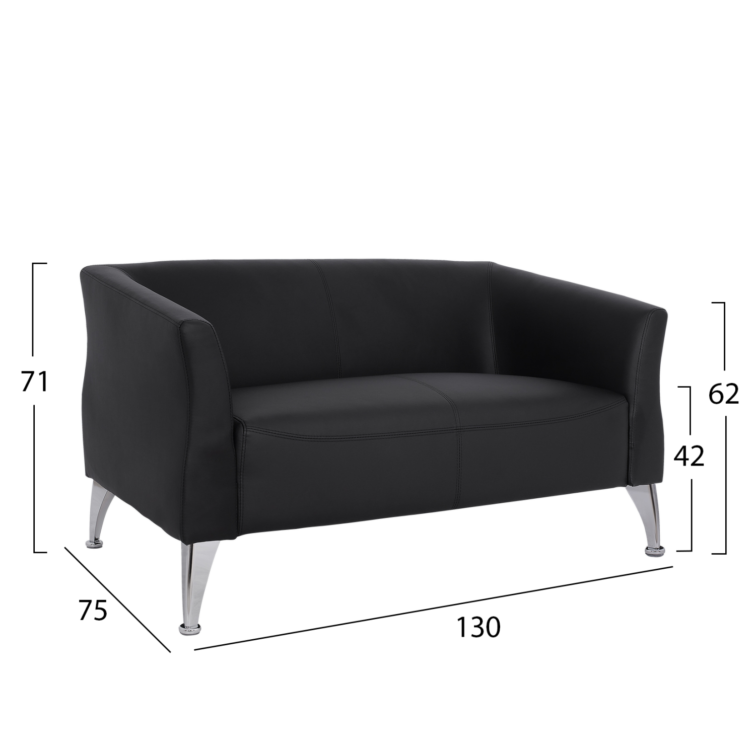 ΚΑΝΑΠΕΣ 2ΘΕΣΙΟΣ KIANA ΜΕ ΜΑΥΡΟ PU 130x75x71 εκ. 2