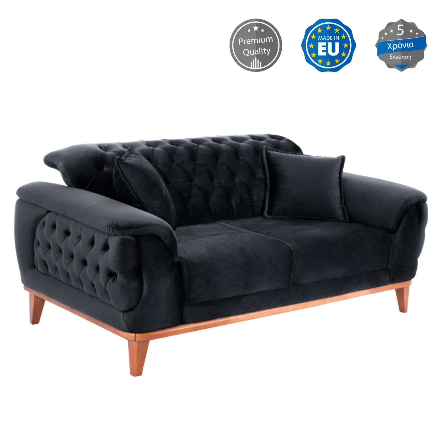 ΚΑΝΑΠΕΣ ΚΡΕΒΑΤΙ BENNINGTON 2ΘΕΣΙΟΣ ΜΑΥΡΟΣ 180x95x80 εκ. 1