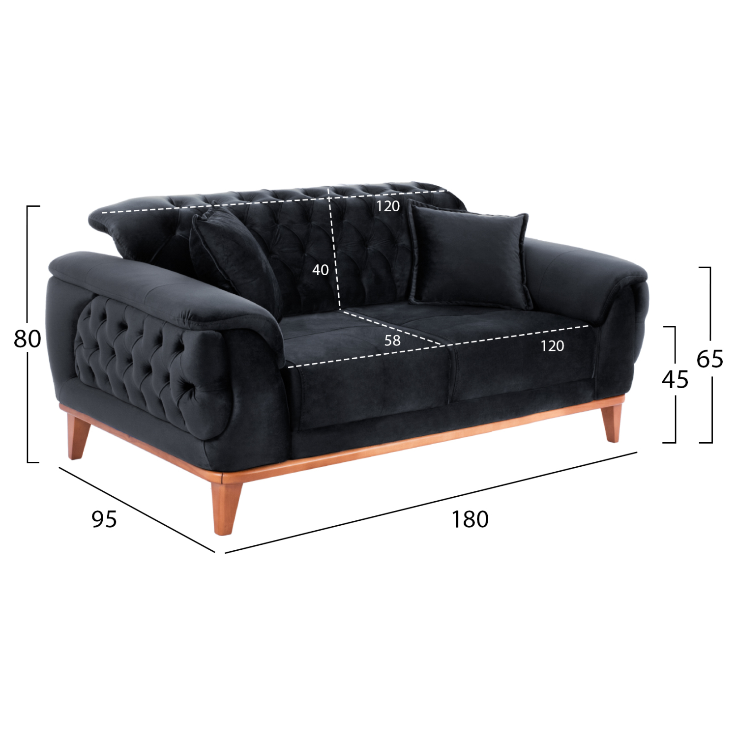 ΚΑΝΑΠΕΣ ΚΡΕΒΑΤΙ BENNINGTON 2ΘΕΣΙΟΣ ΜΑΥΡΟΣ 180x95x80 εκ. 2