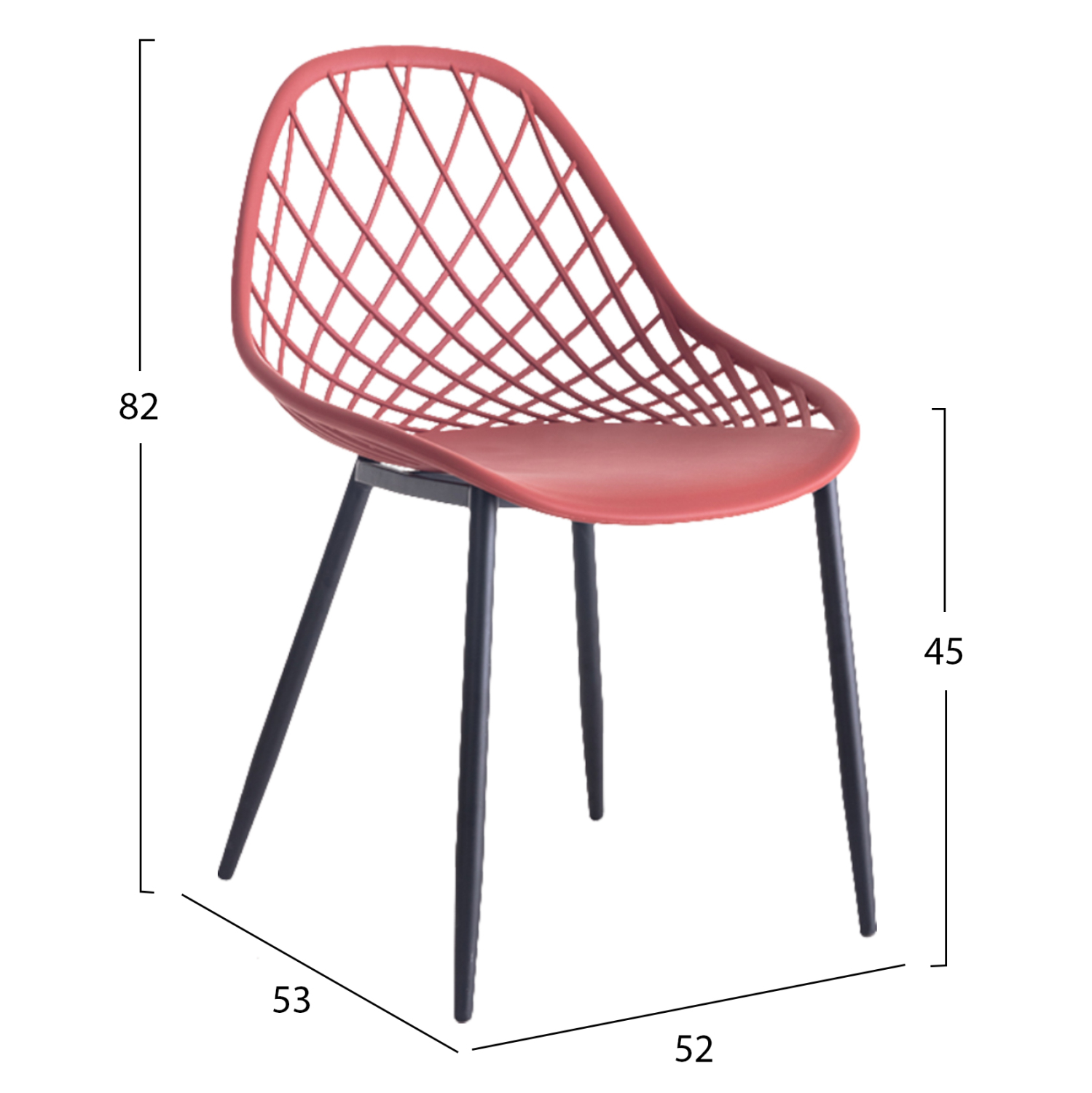 ΚΑΡΕΚΛΑ ΠΟΛΥΠΡΟΠΥΛΕΝΙΟΥ LIO ΚΟΚΚΙΝΗ ΜΕ ΜΕΤΑΛΛΙΚΑ ΠΟΔΙΑ ΜΑΥΡΑ 52x53x82Υεκ. 2