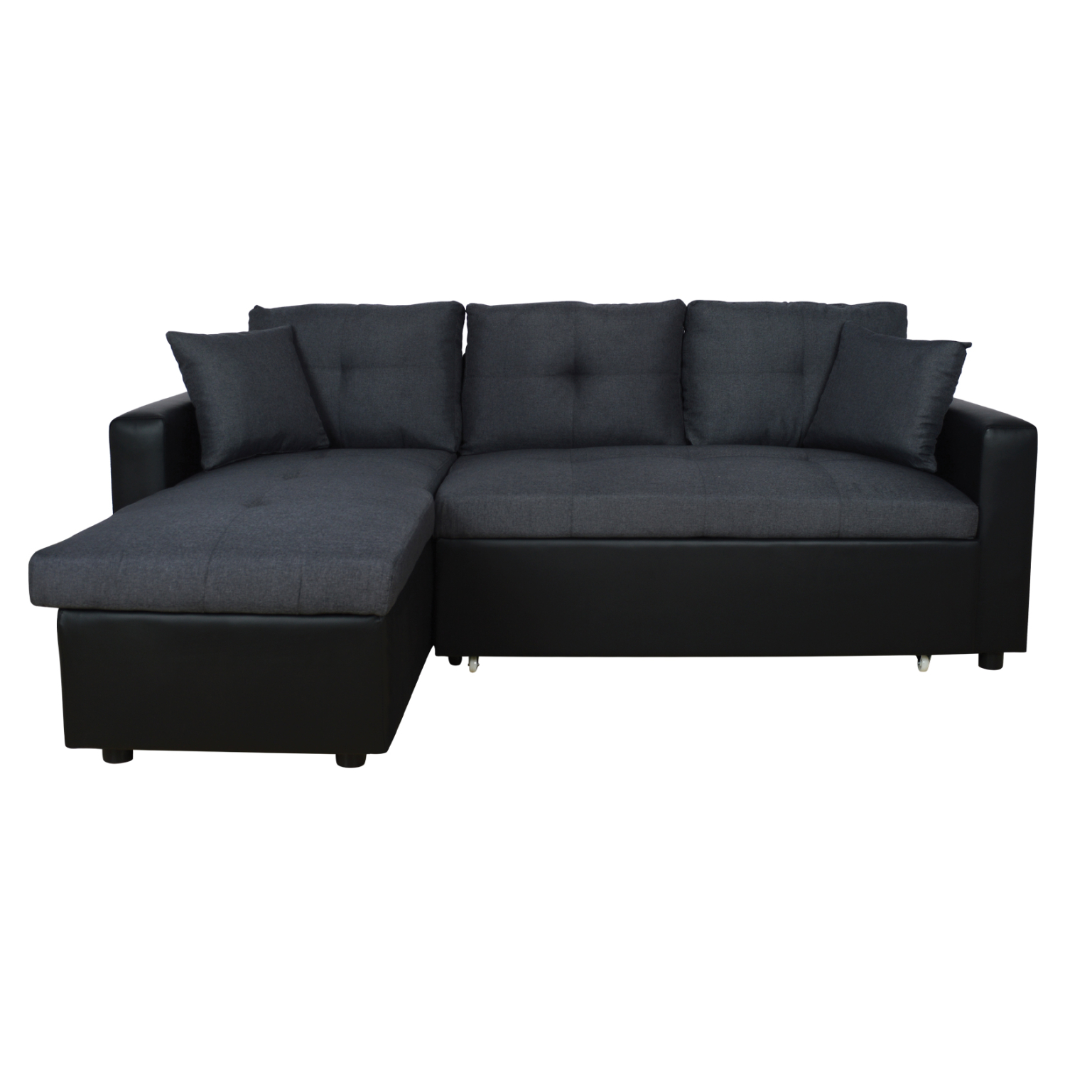ΚΑΝΑΠΕΣ ΓΩΝΙΑ ΚΡΕΒΑΤΙ WAYNE 220x146x86Υεκ. ΓΚΡΙ ΜΕ ΜΑΥΡΟ PU 1