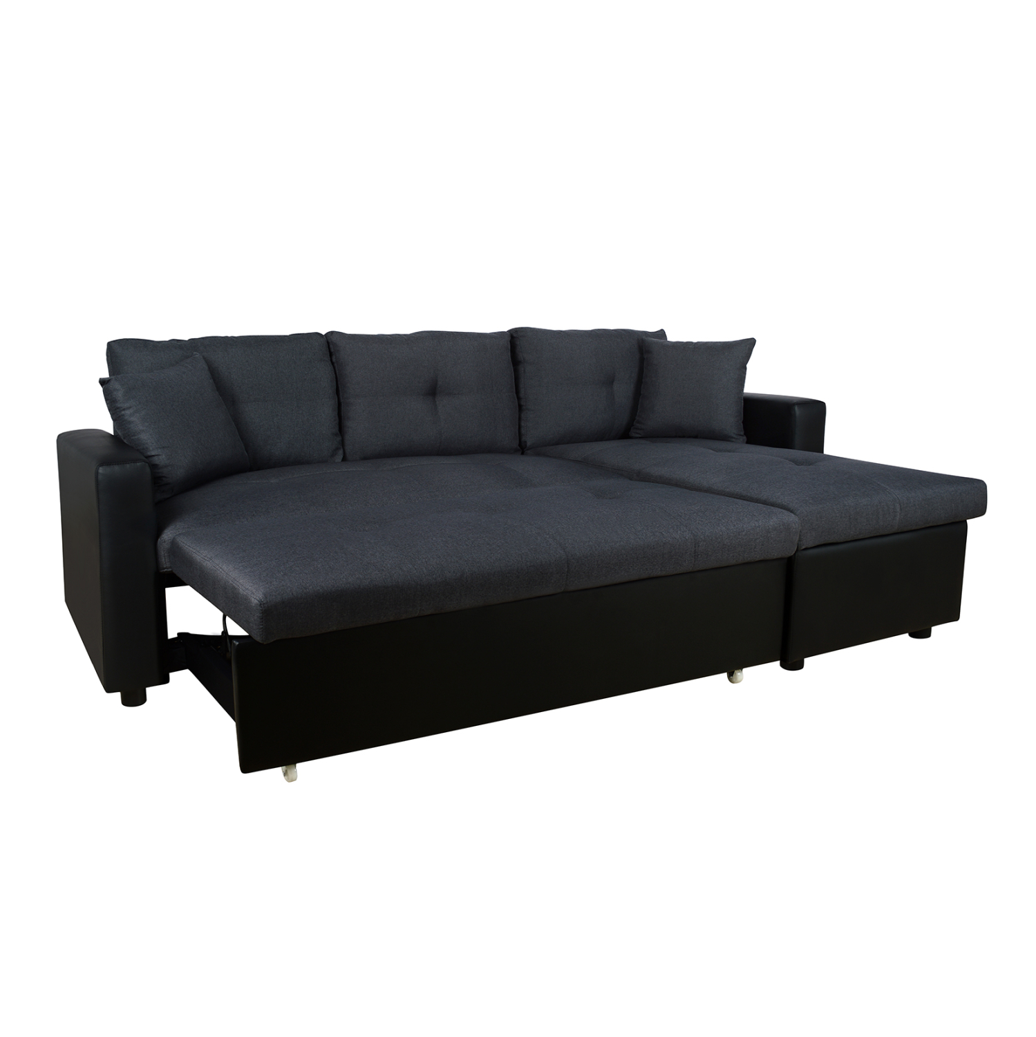 ΚΑΝΑΠΕΣ ΓΩΝΙΑ ΚΡΕΒΑΤΙ WAYNE 220x146x86Υεκ. ΓΚΡΙ ΜΕ ΜΑΥΡΟ PU 4