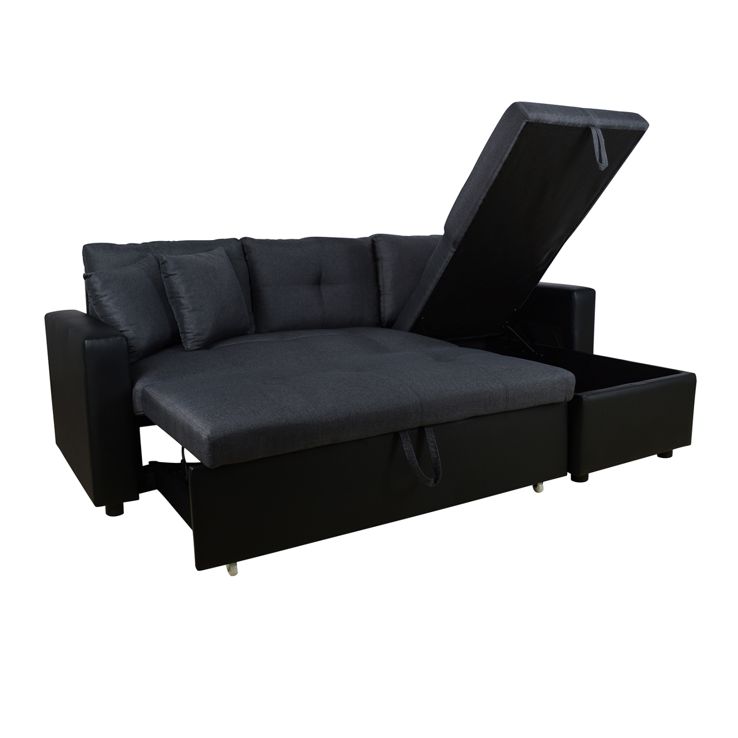 ΚΑΝΑΠΕΣ ΓΩΝΙΑ ΚΡΕΒΑΤΙ WAYNE 220x146x86Υεκ. ΓΚΡΙ ΜΕ ΜΑΥΡΟ PU 5