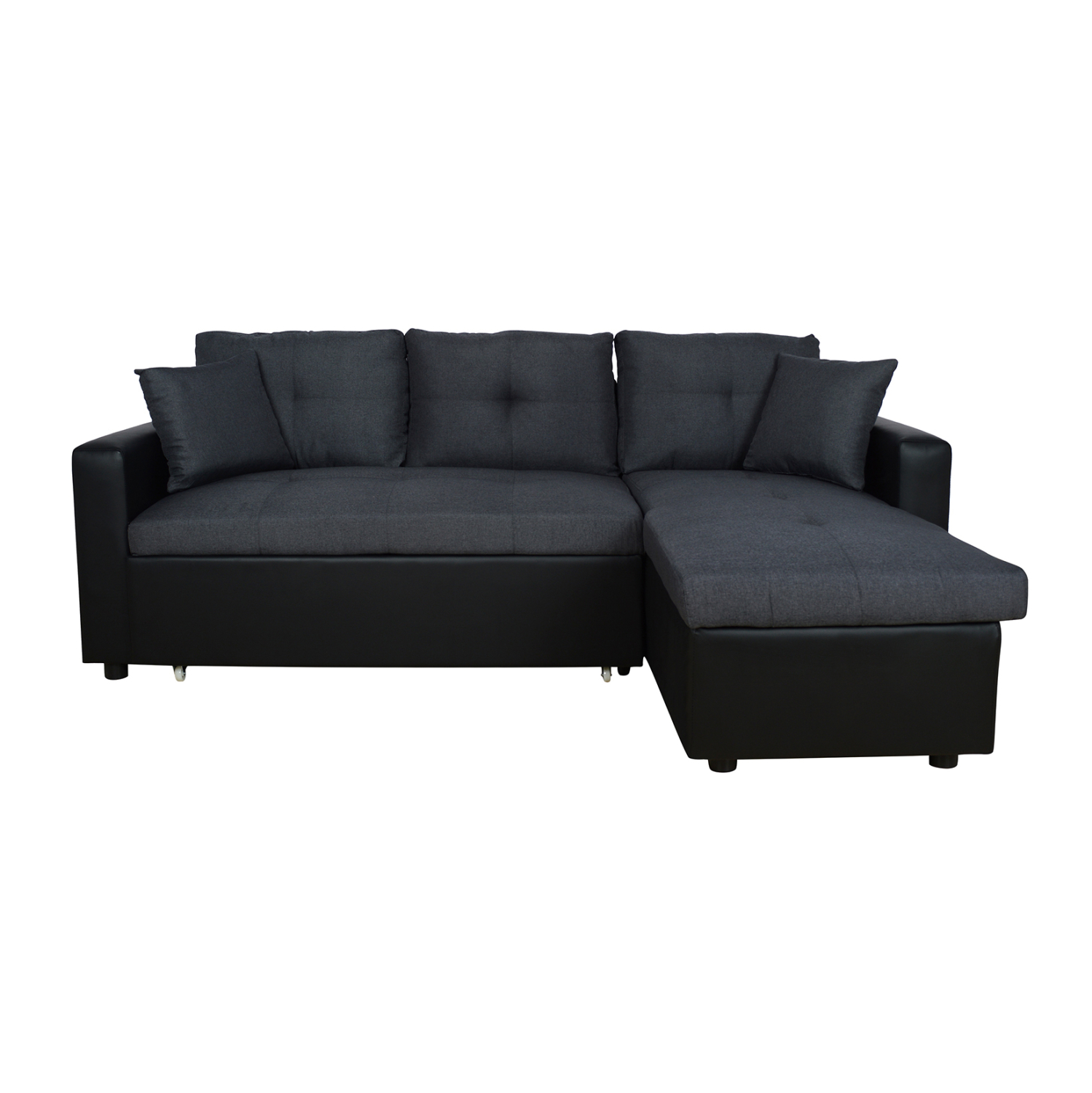 ΚΑΝΑΠΕΣ ΓΩΝΙΑ ΚΡΕΒΑΤΙ WAYNE 220x146x86Υεκ. ΓΚΡΙ ΜΕ ΜΑΥΡΟ PU 6