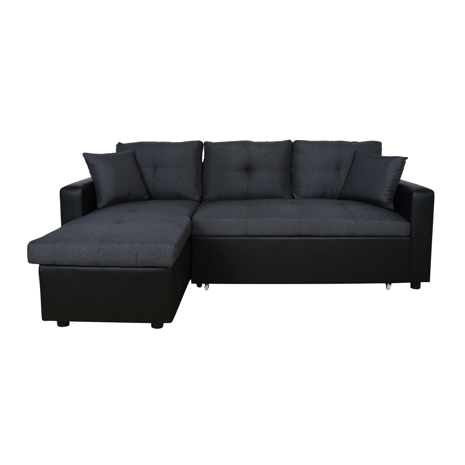 ΚΑΝΑΠΕΣ ΓΩΝΙΑ ΚΡΕΒΑΤΙ WAYNE 220x146x86Υεκ. ΓΚΡΙ ΜΕ ΜΑΥΡΟ PU 7