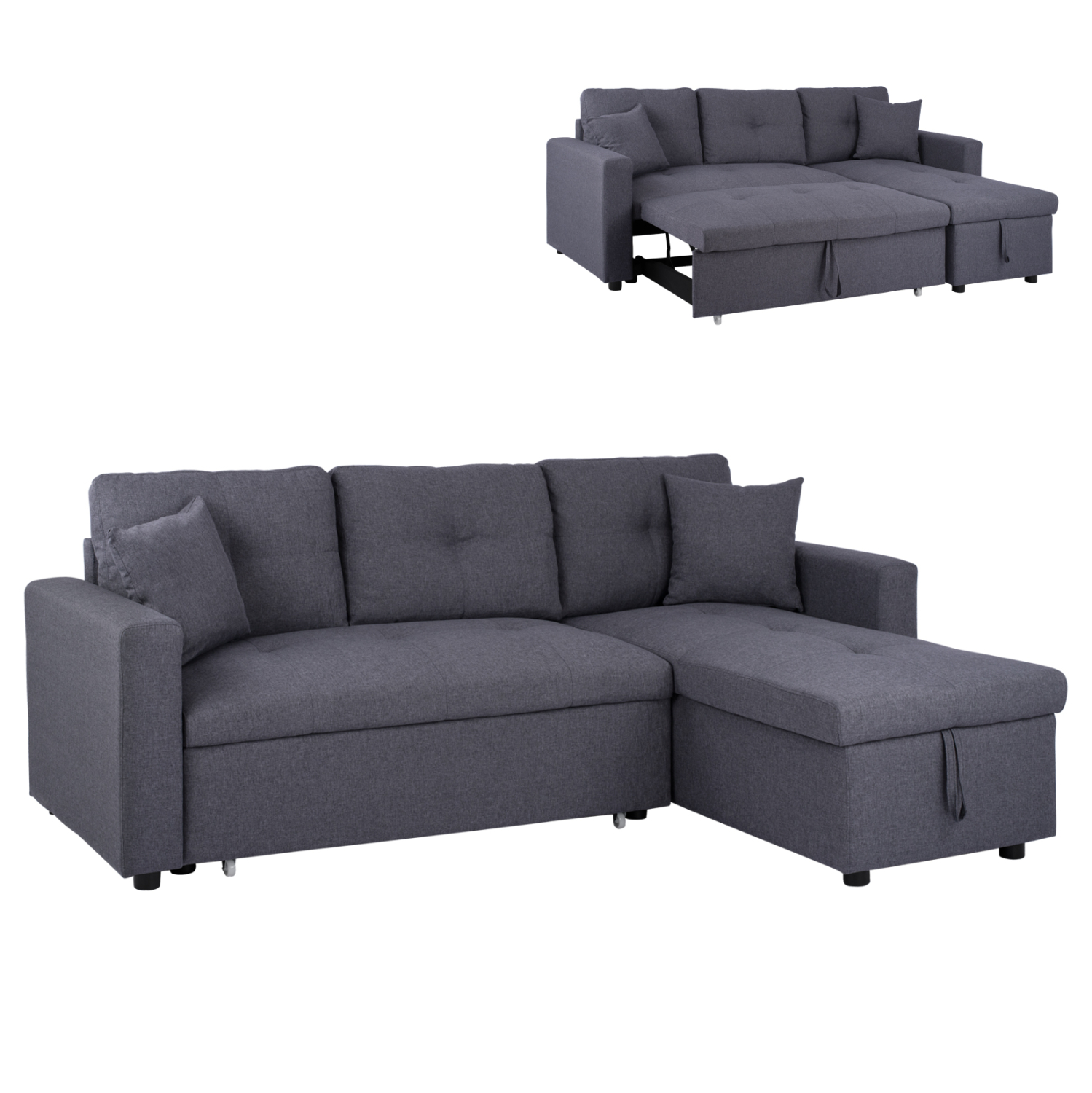 ΚΑΝΑΠΕΣ ΓΩΝΙΑ ΚΡΕΒΑΤΙ WAYNE 224x147x85Υεκ. ΓΚΡΙ ΥΦΑΣΜΑ 1