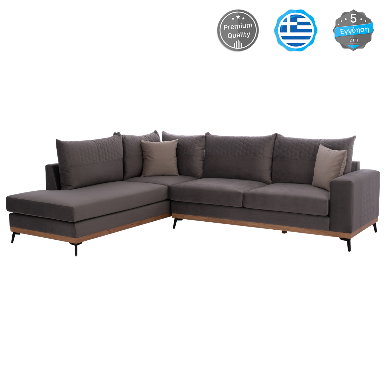 ΚΑΝΑΠΕΣ ΑΡΙΣΤΕΡΗ ΓΩΝΙΑ MESINA ΥΦΑΣΜΑ ΑΛΕΚΙΑΣΤΟ ΓΚΡΙ 290x240x92Υεκ. 1