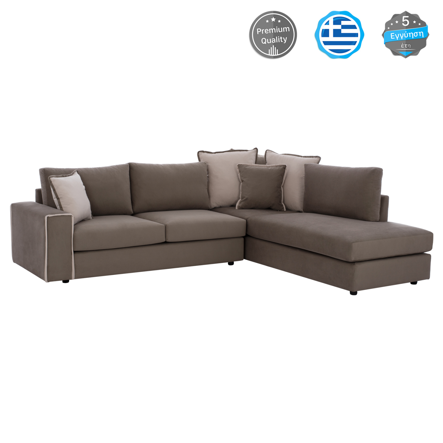 ΚΑΝΑΠΕΣ ΔΕΞΙΑ ΓΩΝΙΑ HOME ΥΦΑΣΜΑ ΑΛΕΚΙΑΣΤΟ ΚΑΦΕ ΜΠΕΖ 270x225x90Yεκ. 1