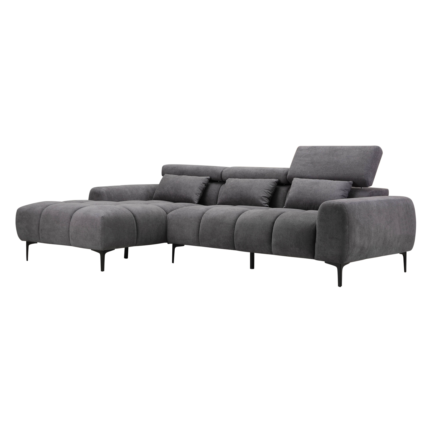 ΚΑΝΑΠΕΣ ΑΡΙΣΤΕΡΗ ΓΩΝΙΑ DIVYA ΣΥΝΘ.SUEDE ΓΚΡΙ 264x175x99Υεκ. 1