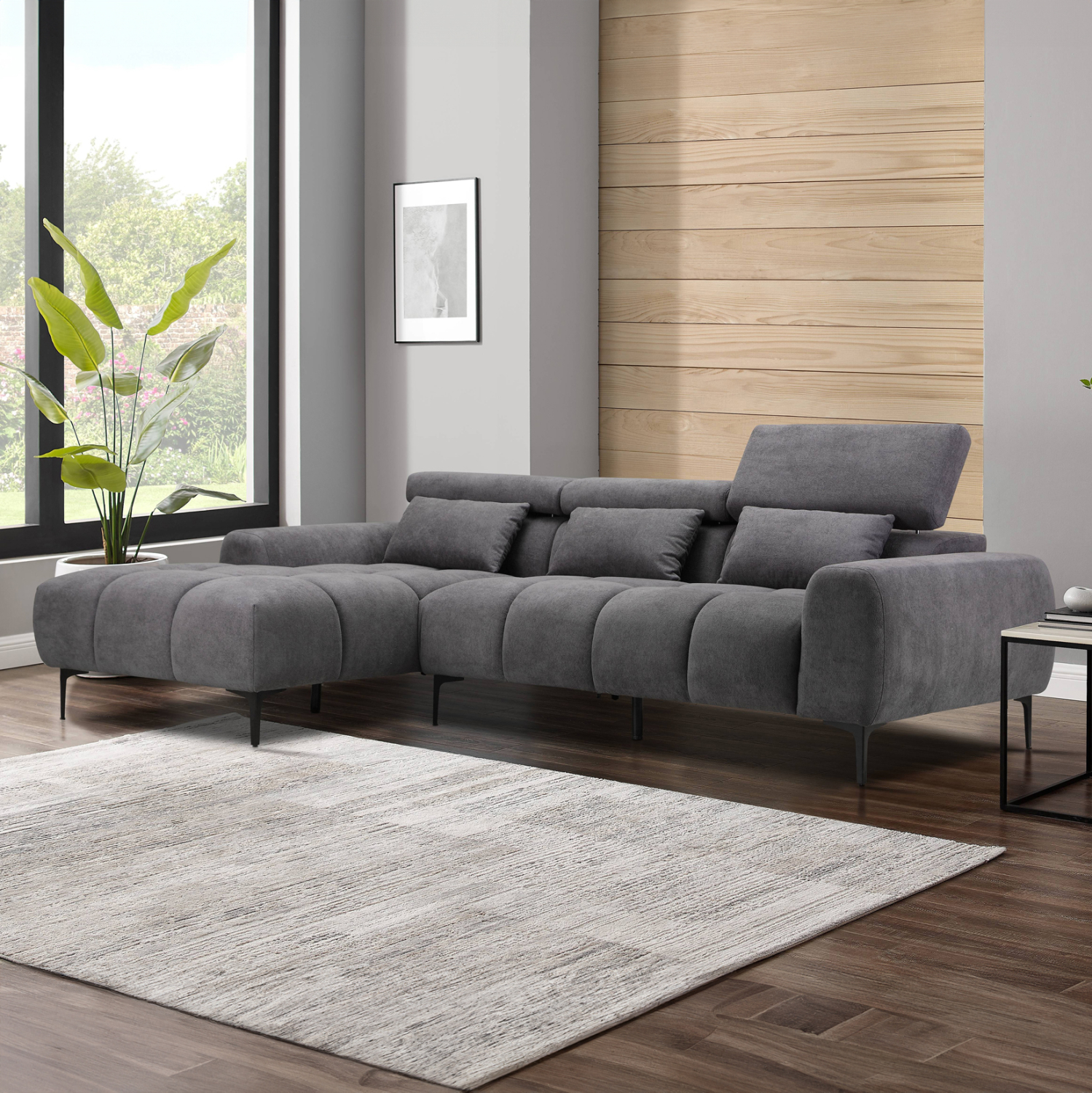 ΚΑΝΑΠΕΣ ΑΡΙΣΤΕΡΗ ΓΩΝΙΑ DIVYA ΣΥΝΘ.SUEDE ΓΚΡΙ 264x175x99Υεκ. 3