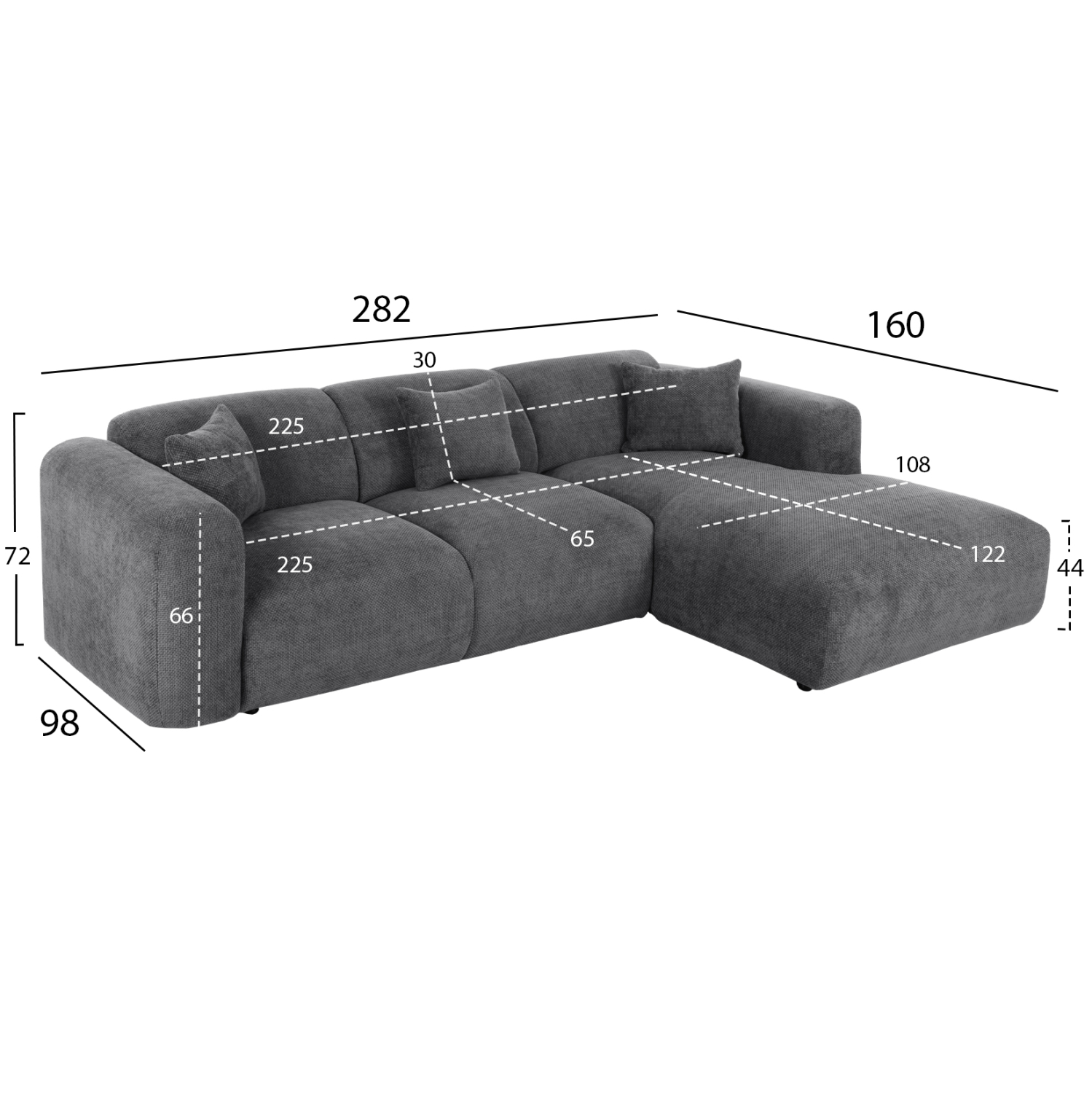 ΚΑΝΑΠΕΣ ΓΩΝΙΑ BRICKEN ΑΝΘΡΑΚΙ ΥΦΑΣΜΑ 110-282x98-160x72Υεκ. 2