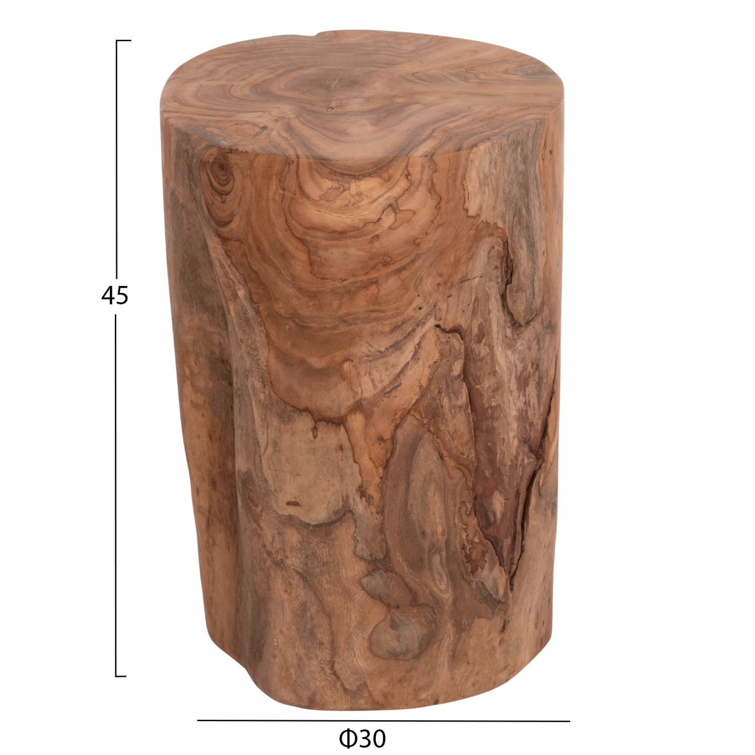 ΒΟΗΘΗΤΙΚΟ ΤΡΑΠΕΖΑΚΙ/ΣΚΑΜΠΟ TRONCO ΞΥΛΟ TEAK--ΦΥΣΙΚΟ Φ30x45Υεκ. 2