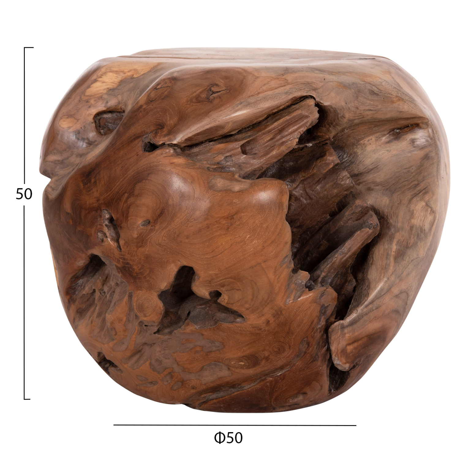 ΒΟΗΘΗΤΙΚΟ ΤΡΑΠΕΖΙ LOGGY ΞΥΛΟ TEAK--ΦΥΣΙΚΟ 50x50x50Υεκ. 2