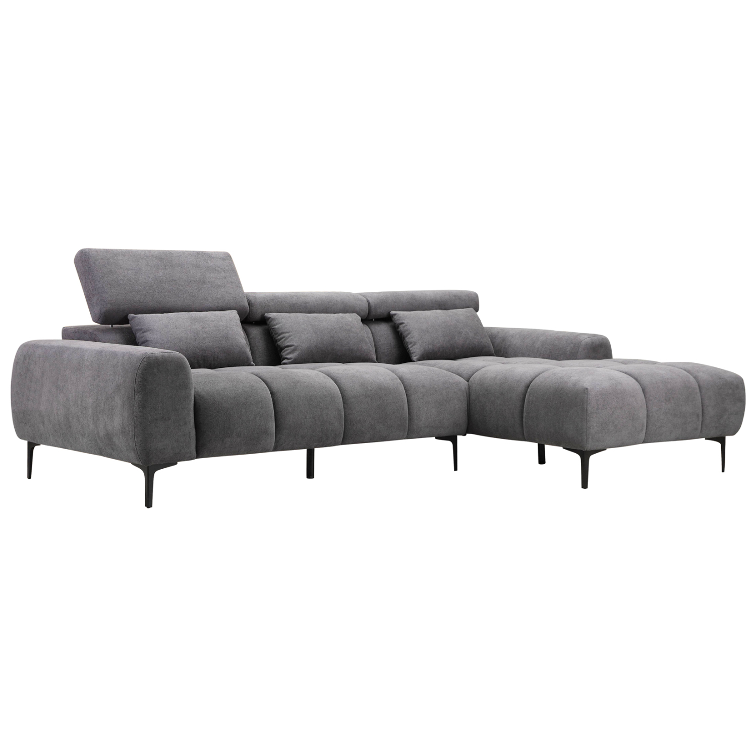 ΚΑΝΑΠΕΣ ΔΕΞΙΑ ΓΩΝΙΑ DIVYA ΓΚΡΙ ΥΦΑΣΜΑ 264x175x99Υεκ. 1