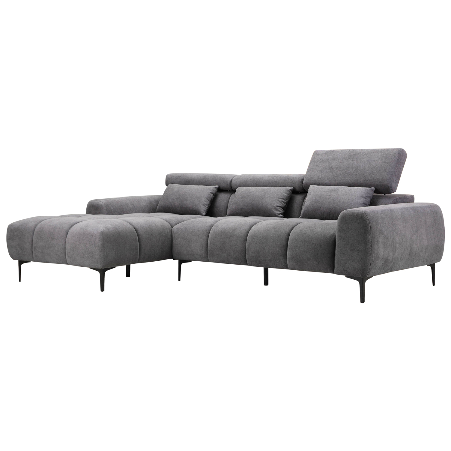 ΚΑΝΑΠΕΣ ΑΡΙΣΤΕΡΗ ΓΩΝΙΑ DIVYA ΓΚΡΙ ΥΦΑΣΜΑ 264x175x99Υεκ. 1