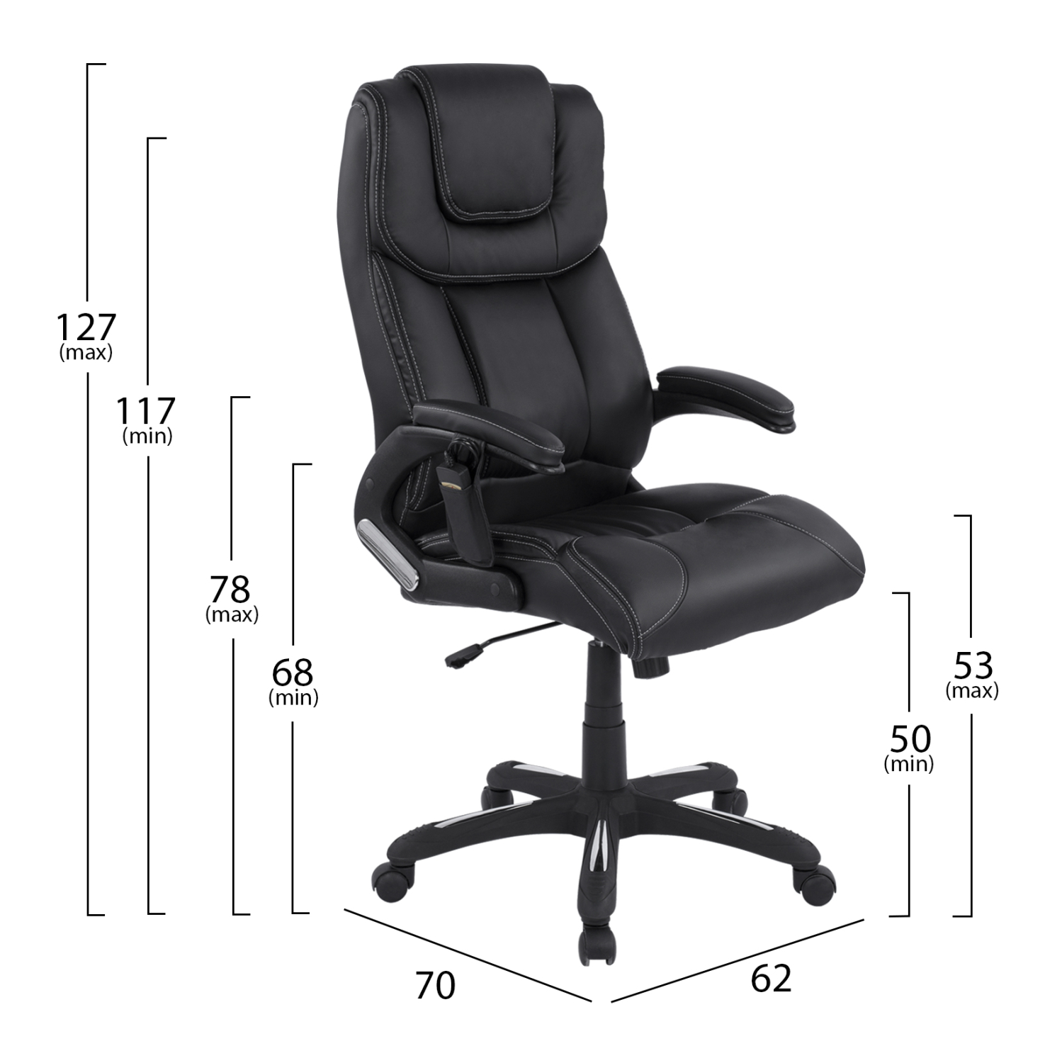 ΚΑΡΕΚΛΑ ΓΡΑΦΕΙΟΥ THORIN ΜΕ MASSAGE ΜΑΥΡΗ HOMEMARKT 62x70x127Y εκ. 2
