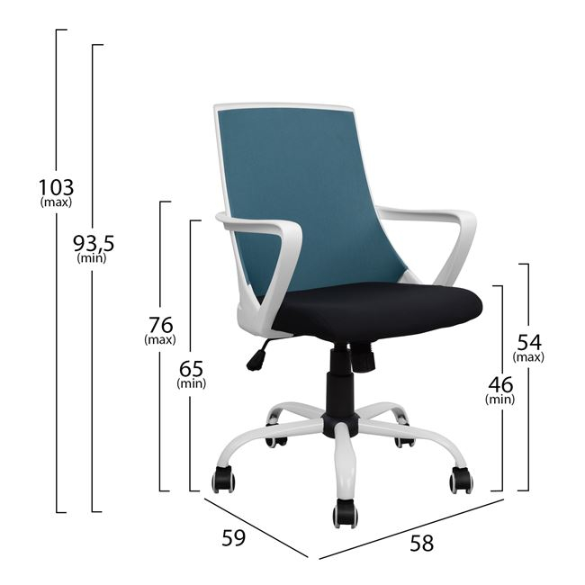 ΚΑΡΕΚΛΑ ΓΡΑΦΕΙΟΥ MALFOI ΜΠΛΕ MESH & ΠΟΔΙ ΜΕΤΑΛΛΙΚΟ 58x59x103 εκ. 2