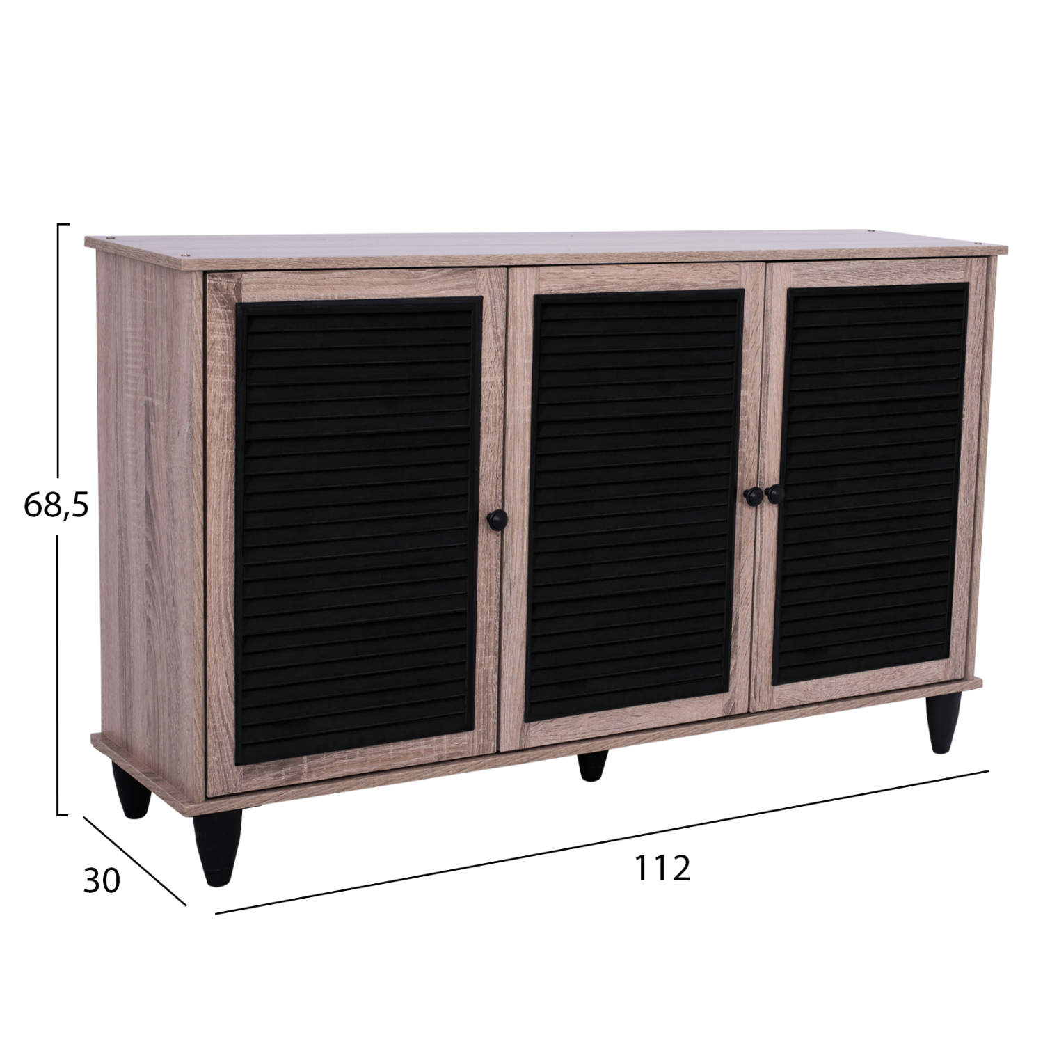 ΠΑΠΟΥΤΣΟΘΗΚΗ-ΝΤΟΥΛΑΠΙ MCKENNA 3ΠΟΡΤΕΣ SONAMA-ΜΑΥΡΟ 112x30x68,5Υ εκ. 2