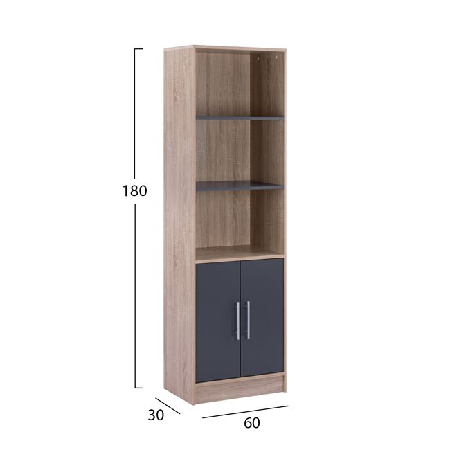 ΒΙΒΛΙΟΘΗΚΗ ΜΕΛΑΜΙΝΗΣ ENSLEY SONAMA-ΓΚΡΙ 60x30x180Υ εκ. 2