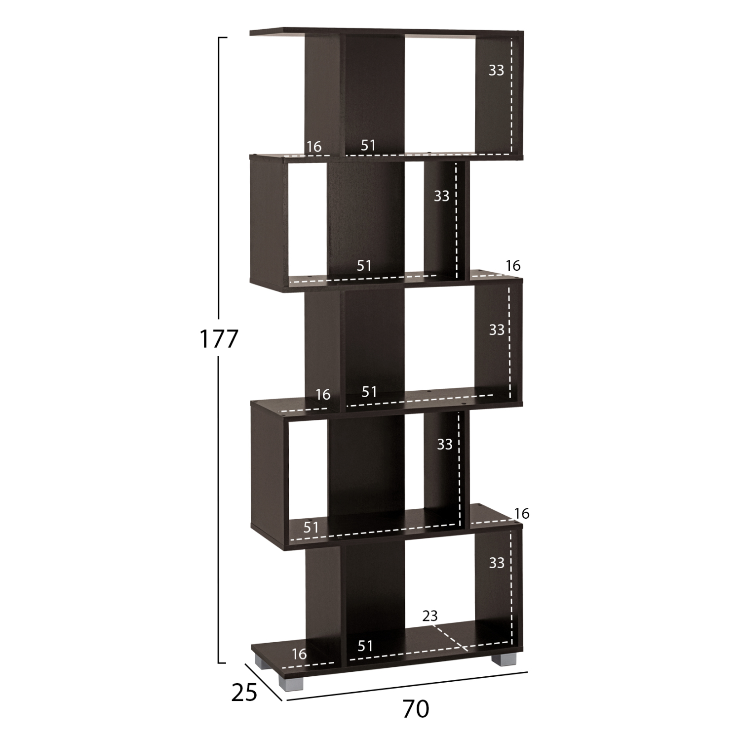 ΒΙΒΛΙΟΘΗΚΗ ΜΕΛΑΜΙΝΗΣ EZIR ΒΕΓΓΕ 70x25x177Υ εκ. 2