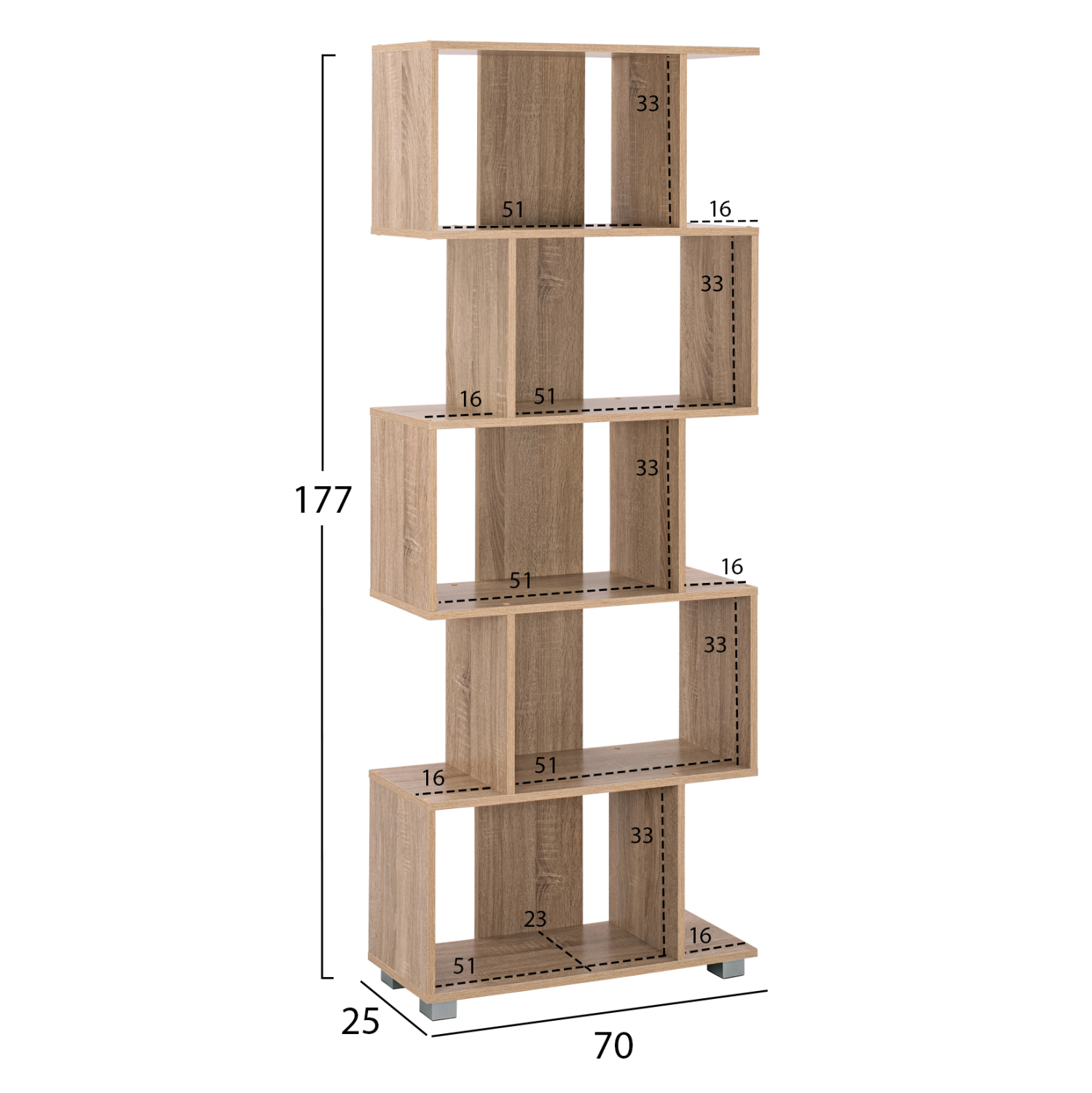 ΒΙΒΛΙΟΘΗΚΗ ΜΕΛΑΜΙΝΗΣ EZIR SONAMA 70x25x177Υ εκ. 2