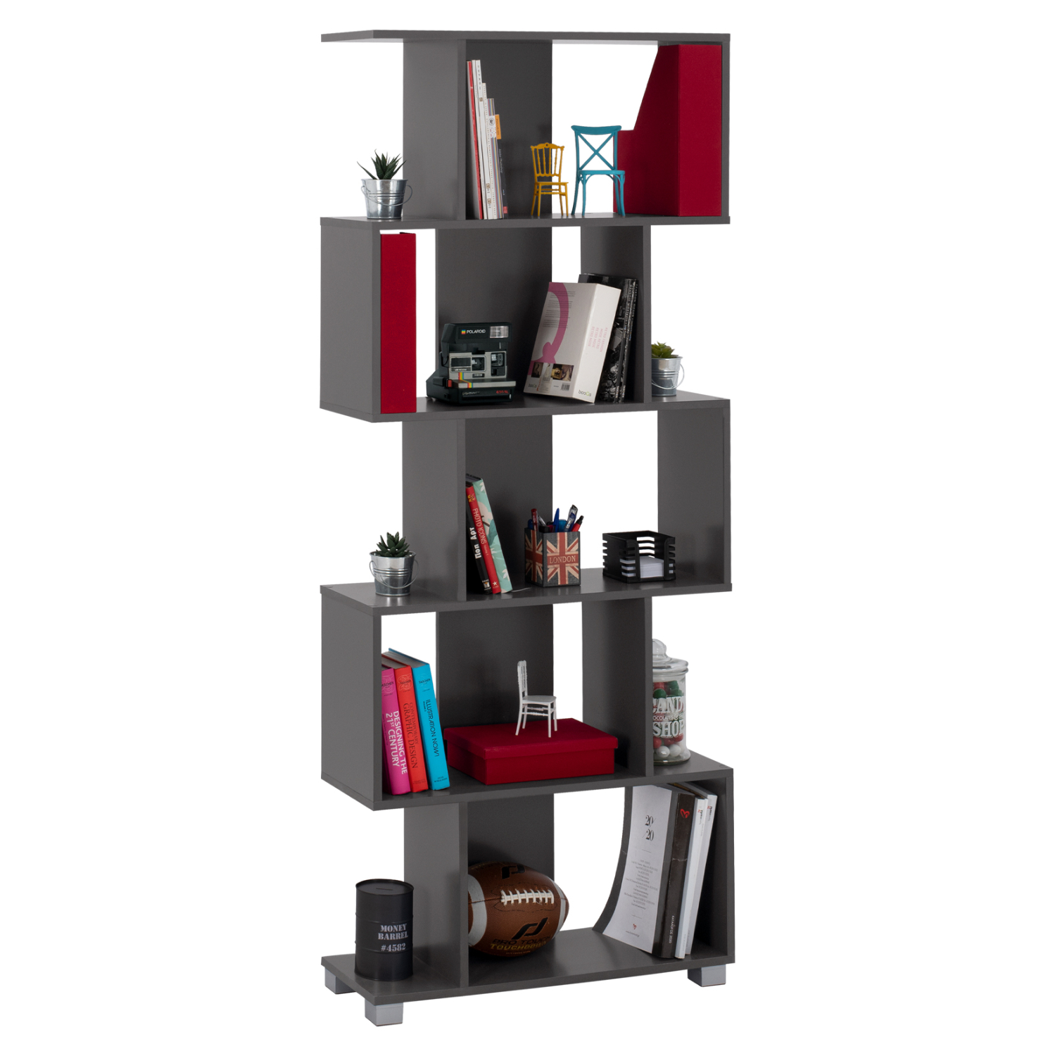 ΒΙΒΛΙΟΘΗΚΗ ΜΕΛΑΜΙΝΗΣ ΓΚΡΙ 70x25x177Υ εκ. 1