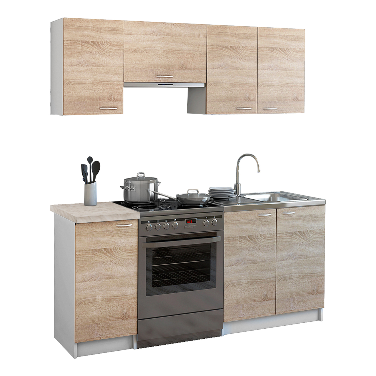 ΣΥΝΘΕΣΗ ΚΟΥΖΙΝΑΣ  ΜΕΛΑΜΙΝΗ SONAMA-ΛΕΥΚΟ 180x29,2-46εκ. 1