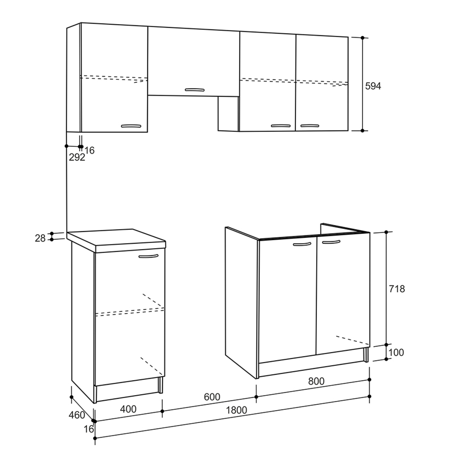 ΣΥΝΘΕΣΗ ΚΟΥΖΙΝΑΣ  ΜΕΛΑΜΙΝΗ SONAMA-ΛΕΥΚΟ 180x29,2-46εκ. 2