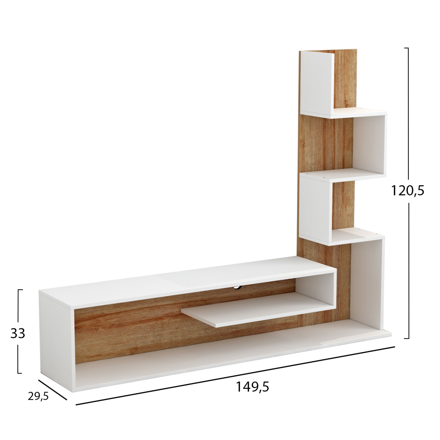 ΣΥΝΘΕΤΟ ΤΗΛΕΟΡΑΣΗΣ EDELIE ΜΕΛΑΜΙΝΗ ΣΕ ΛΕΥΚΟ-ΦΥΣΙΚΟ 150x29,5x120Υεκ. 2