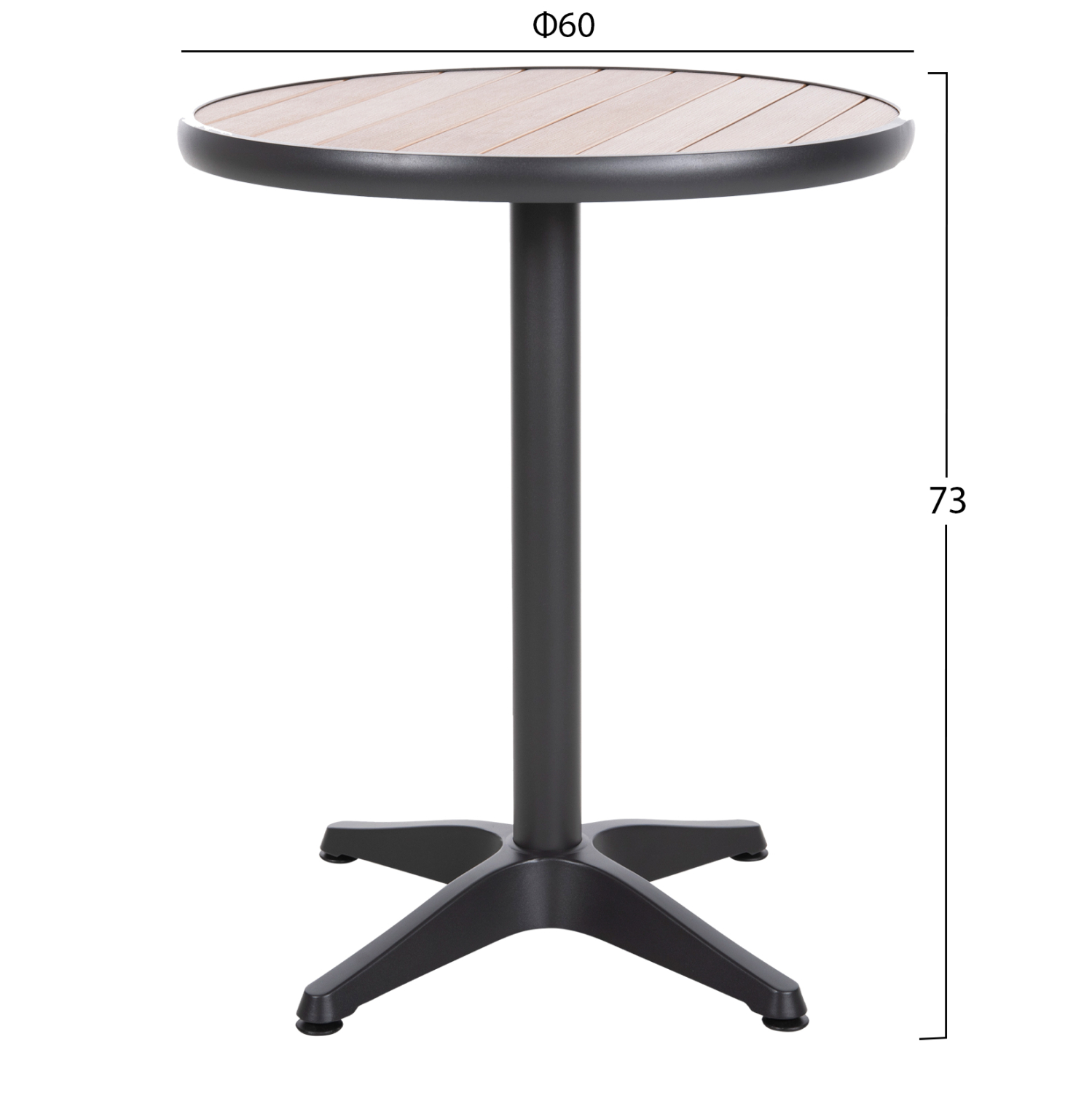 ΤΡΑΠΕΖΙ ΑΛΟΥΜΙΝΙΟΥ ΣΤΡΟΓΓΥΛΟ ALEXA ΑΝΘΡΑΚΙ-POLYWOOD TOP ΦΥΣΙΚΟ Φ60x73Υεκ. 2