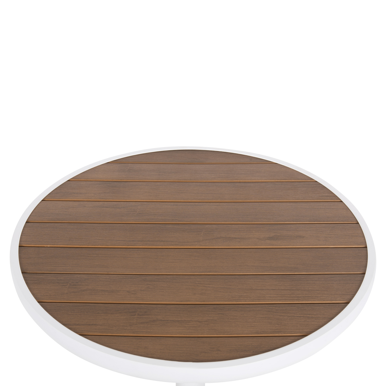 ΤΡΑΠΕΖΙ ΑΛΟΥΜΙΝΙΟΥ ΣΤΡΟΓΓΥΛΟ ALEXA ΛΕΥΚΟ-POLYWOOD TOP ΦΥΣΙΚΟ Φ60x73Υεκ. 4