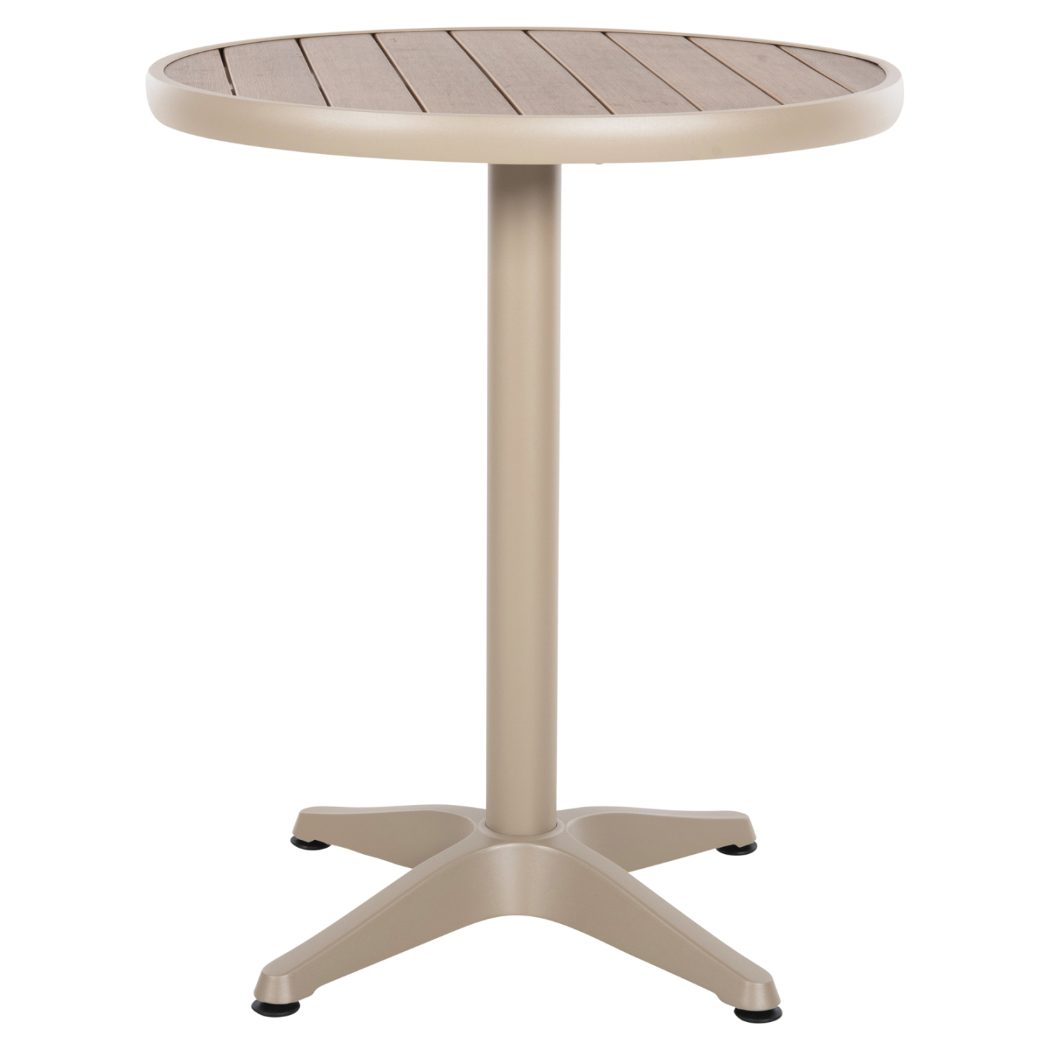 ΤΡΑΠΕΖΙ ΑΛΟΥΜΙΝΙΟΥ ΣΤΡΟΓΓΥΛΟ ALEXA ΣΑΜΠΑΝΙ-POLYWOOD TOP ΦΥΣΙΚΟ Φ60x73Υεκ. 3