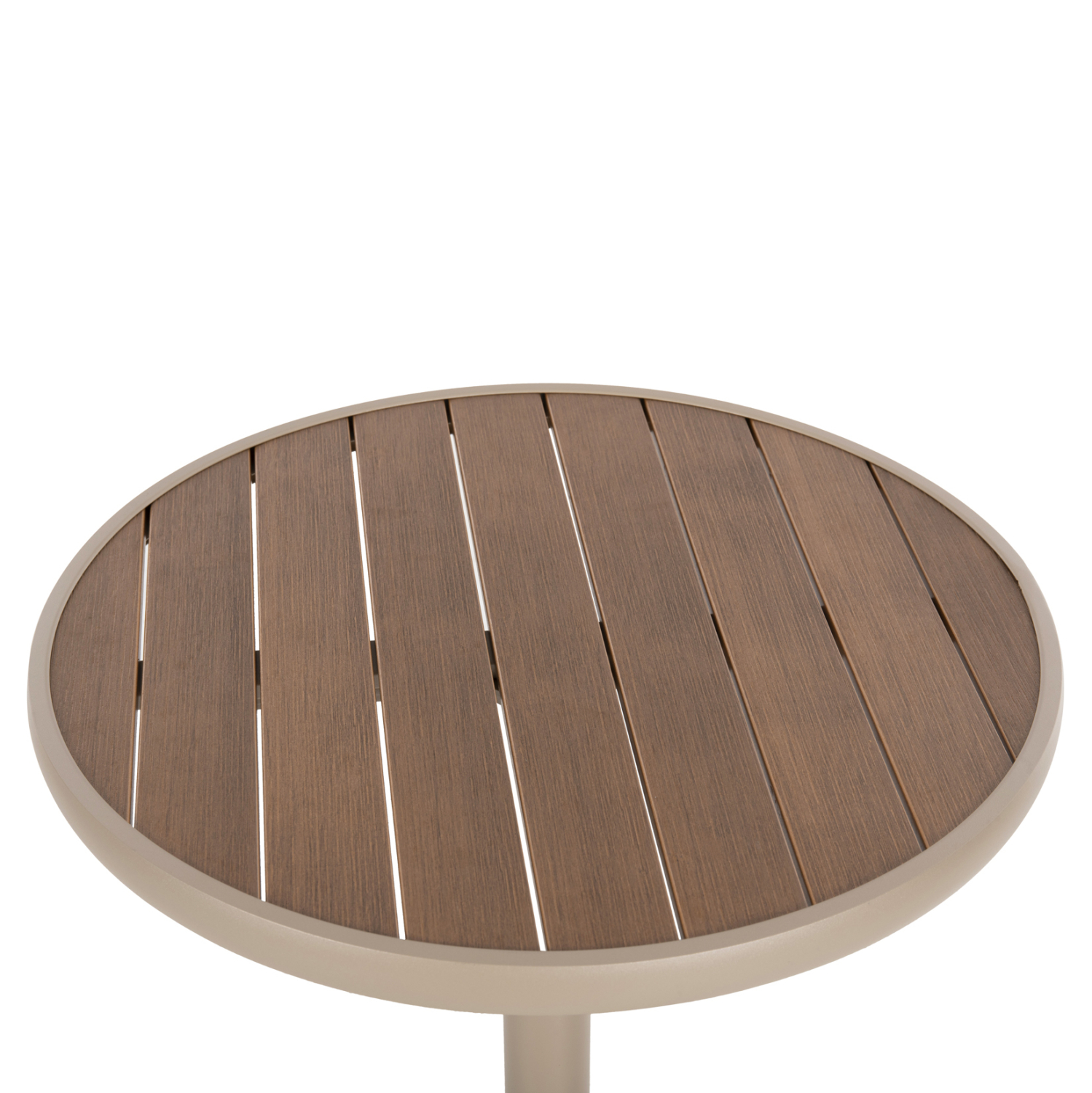 ΤΡΑΠΕΖΙ ΑΛΟΥΜΙΝΙΟΥ ΣΤΡΟΓΓΥΛΟ ALEXA ΣΑΜΠΑΝΙ-POLYWOOD TOP ΦΥΣΙΚΟ Φ60x73Υεκ. 4