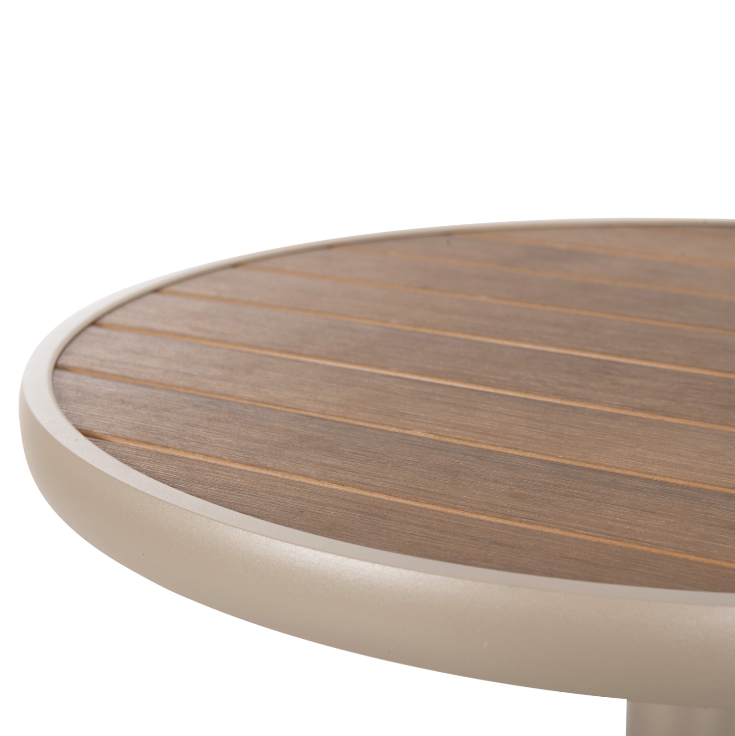 ΤΡΑΠΕΖΙ ΑΛΟΥΜΙΝΙΟΥ ΣΤΡΟΓΓΥΛΟ ALEXA ΣΑΜΠΑΝΙ-POLYWOOD TOP ΦΥΣΙΚΟ Φ60x73Υεκ. 5