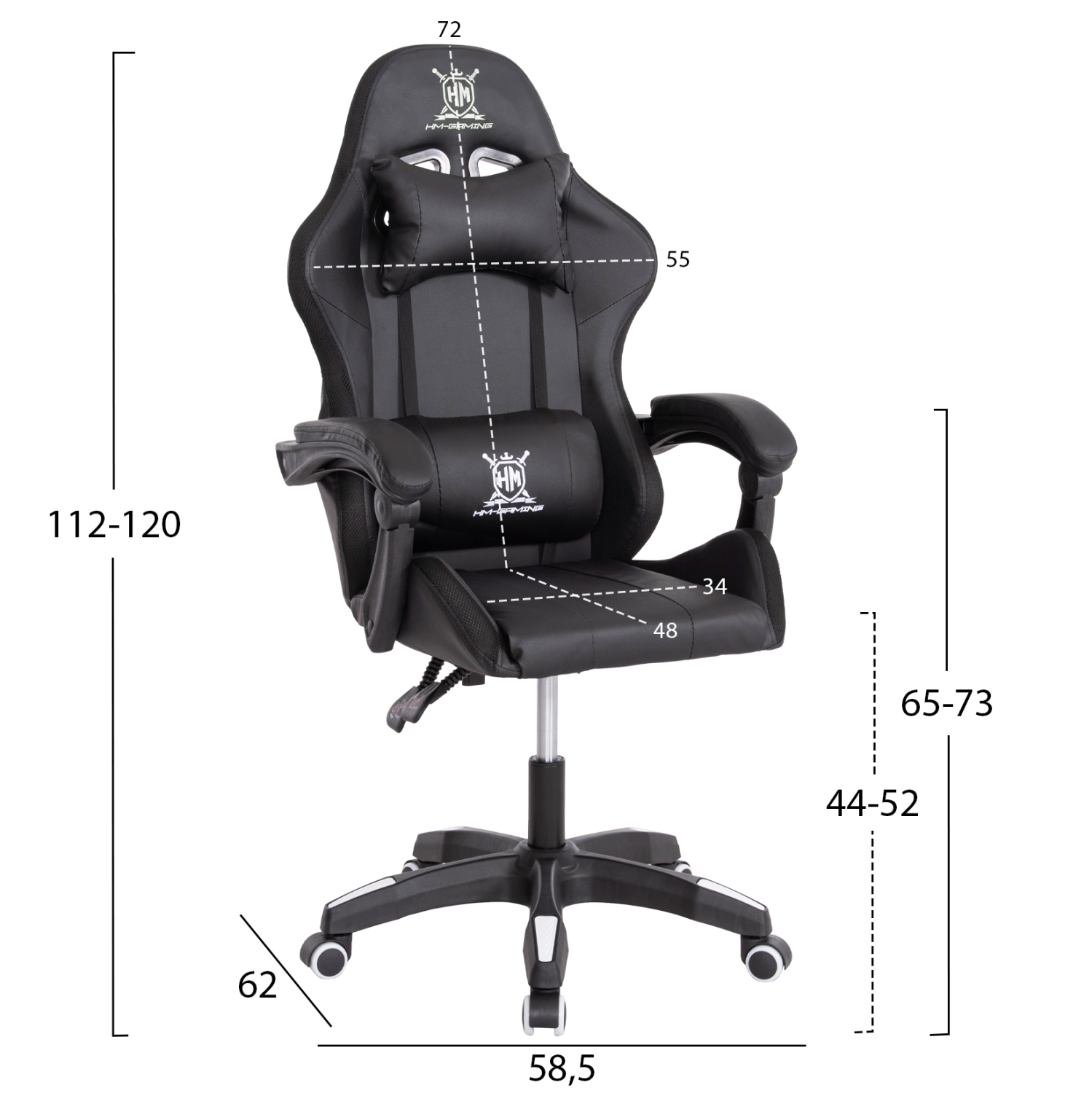 ΠΟΛΥΘΡΟΝΑ GAMING DARREN ΜΑΥΡΟ-ΛΕΥΚΟ PVC & NYLON 58.5x100x120Υεκ. 2