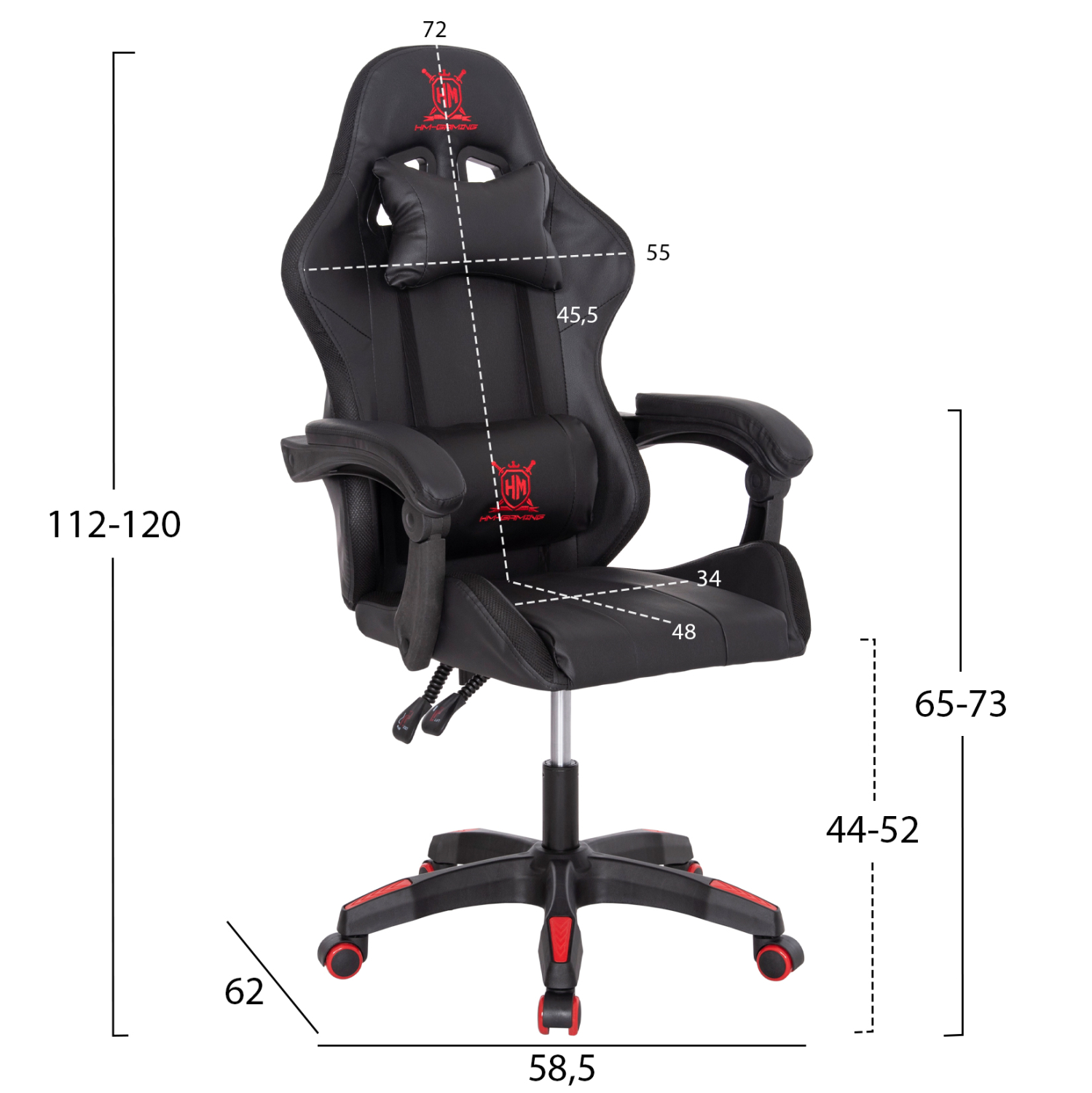 ΠΟΛΥΘΡΟΝΑ GAMING DARREN ΜΑΥΡΟ-ΚΟΚΚΙΝΟ PVC & NYLON 58.5x100x120Υεκ. 2